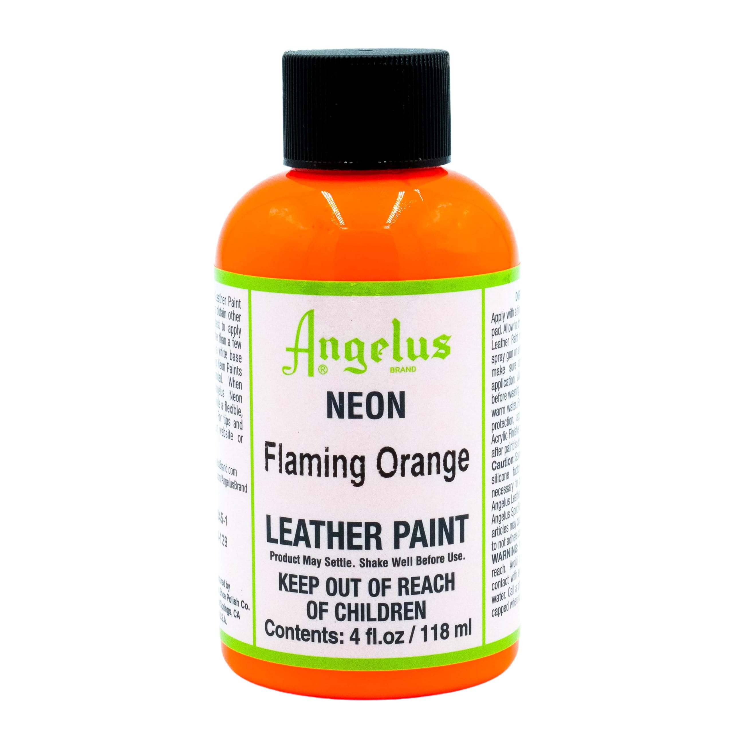 Angelus Orange Leather Paint, Neon Flaming 4 Ounce Jar (725-04-129)