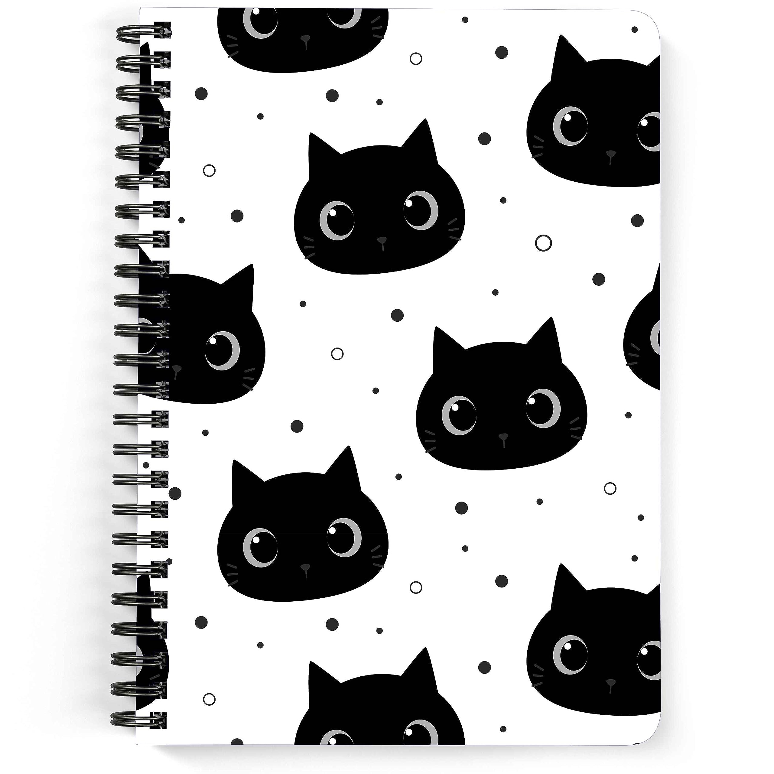 Drapvision A5 Soft Cover Notebook | Journal | Diary | 125 GSM Bond Paper | 60 Plain Pages | Included Planner, Calendar & Personal Info Pages | Design: Kurious Kitties