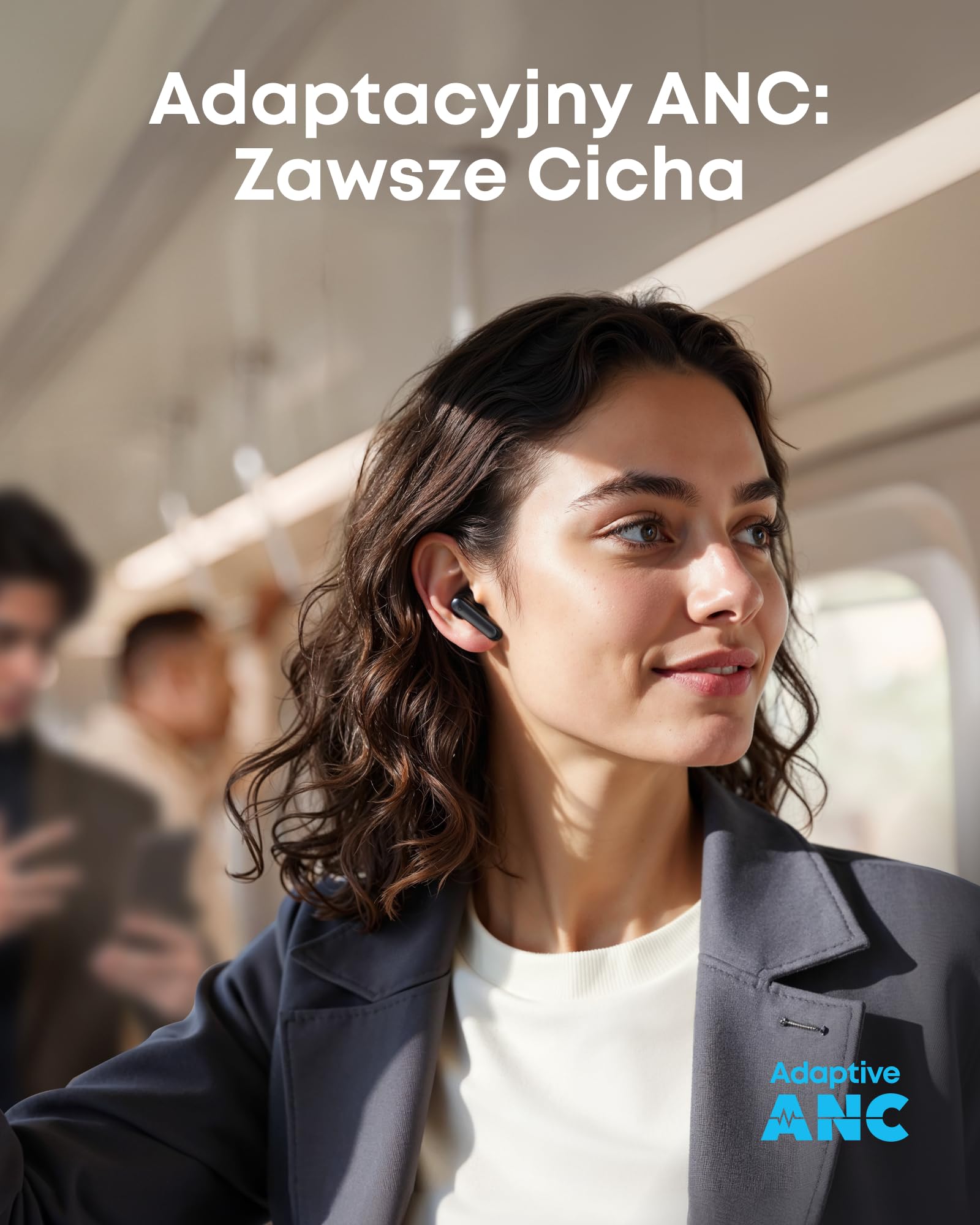 Soundcore Słuchawki douszne P41i by Anker z adaptacyjną redukcją szumów i wbudowanym kablem USB-C, 192-godzinny czas odtwarzania, wciągający dźwięk (Czarny. Bez adaptera Lightning)