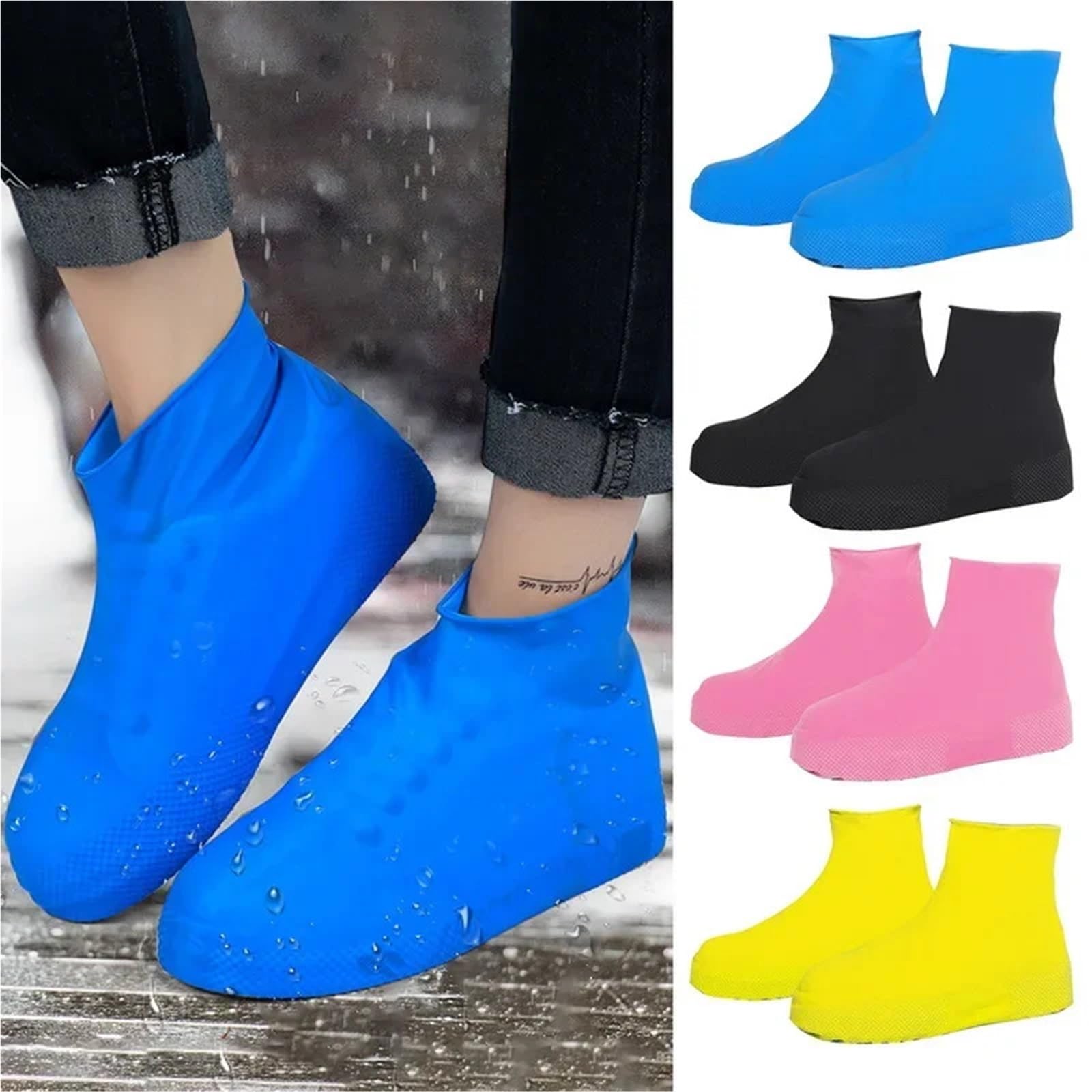 2pcs Waterproof Shoe Covers Silicone Anti-Slip For Outdoor Rainy Day Reusable Cover Per Viaggi Temporali