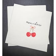 Mon Cheri Cherry Bridal Shower Pink Bow Cherry Engagement Party Bridal Shower Mon Cheri - Dinner Napkins Set of 25