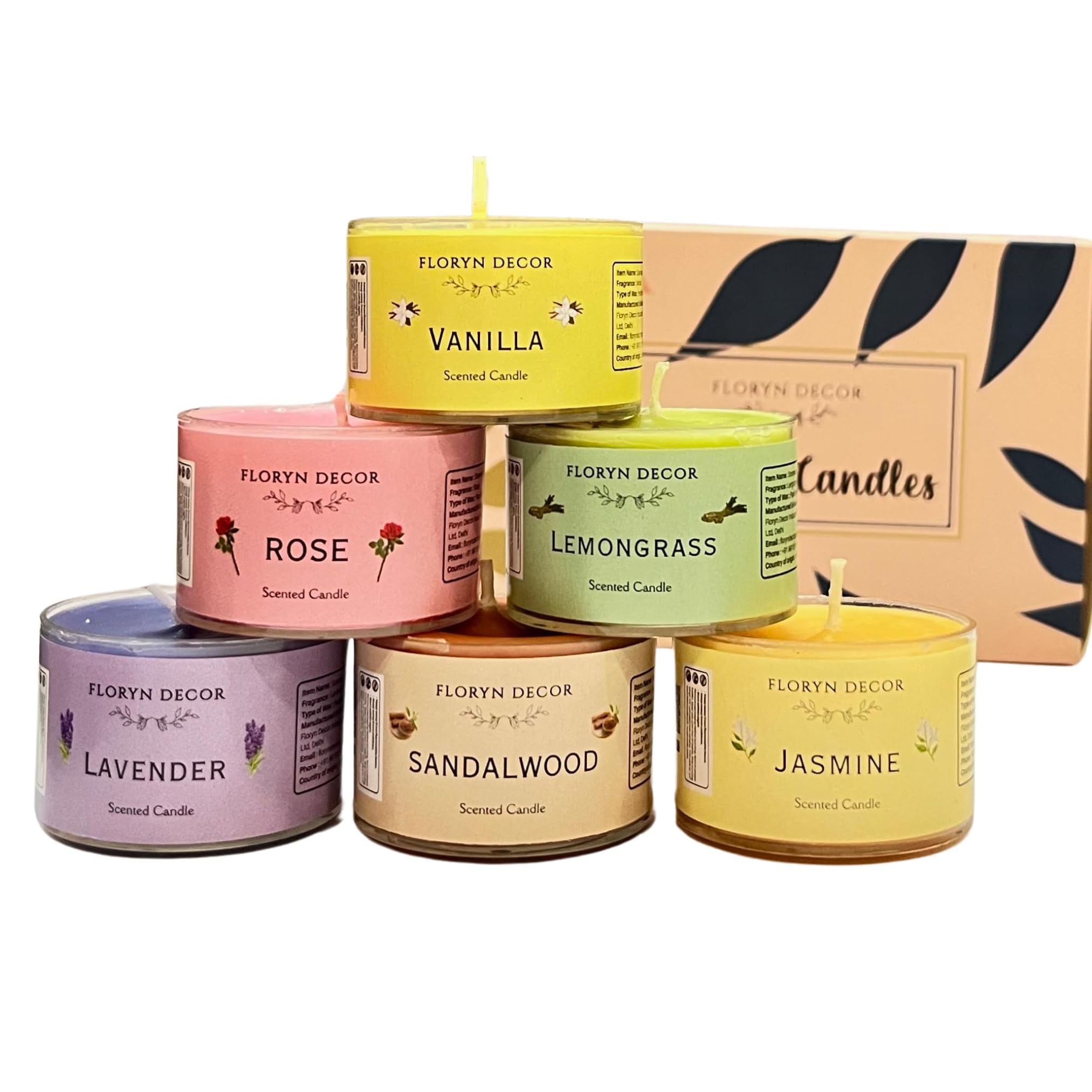 Small Scented Candles Gift Set for Home Decor | Non-Breakable and Reusable Jars | Perfect Return Gift | Fragrances - Lavender, Rose, Vanilla, Jasmine, Sandalwood, Lemongrass (6)-image-46