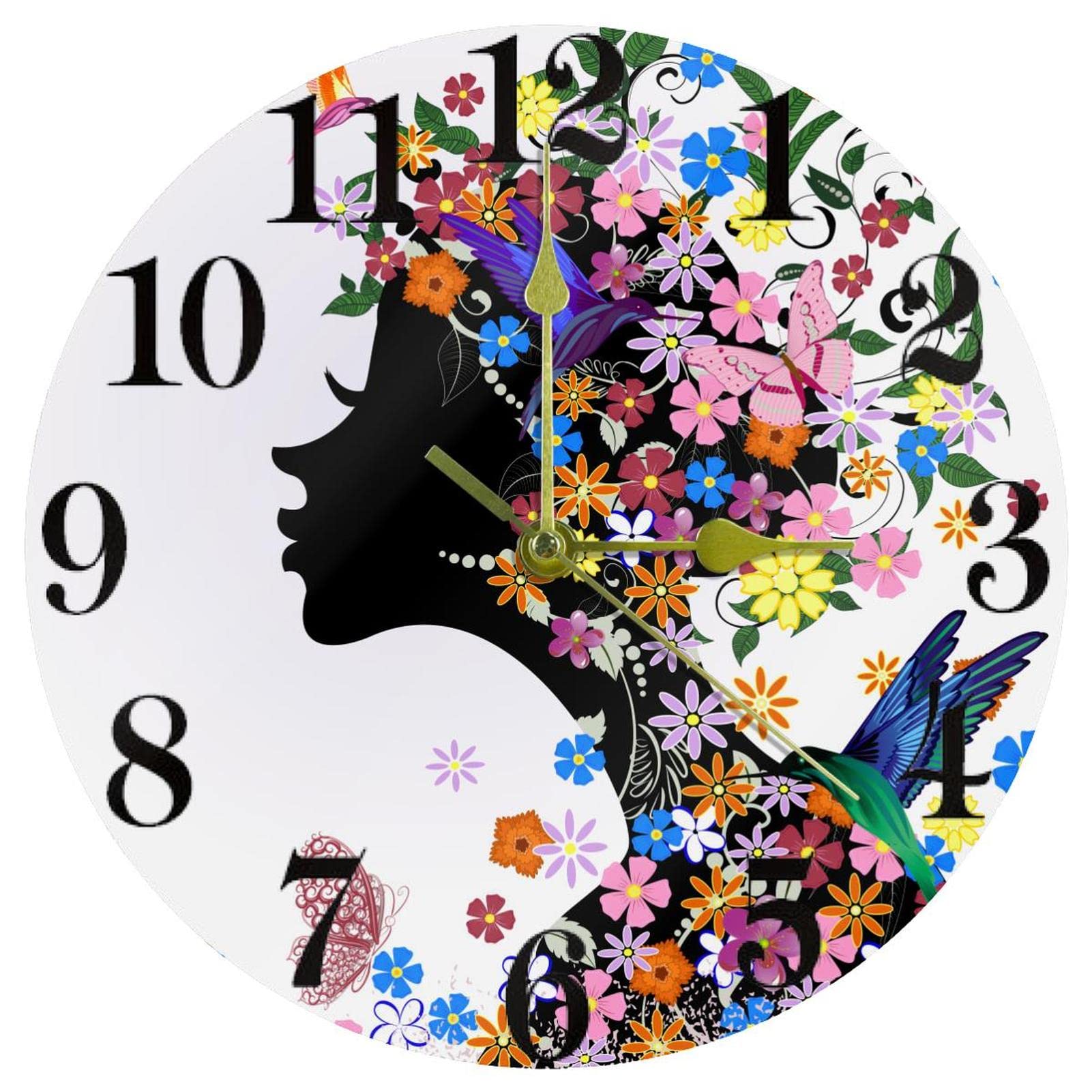 Horloge murale quartz rose silencieuse pour cuisine et salon