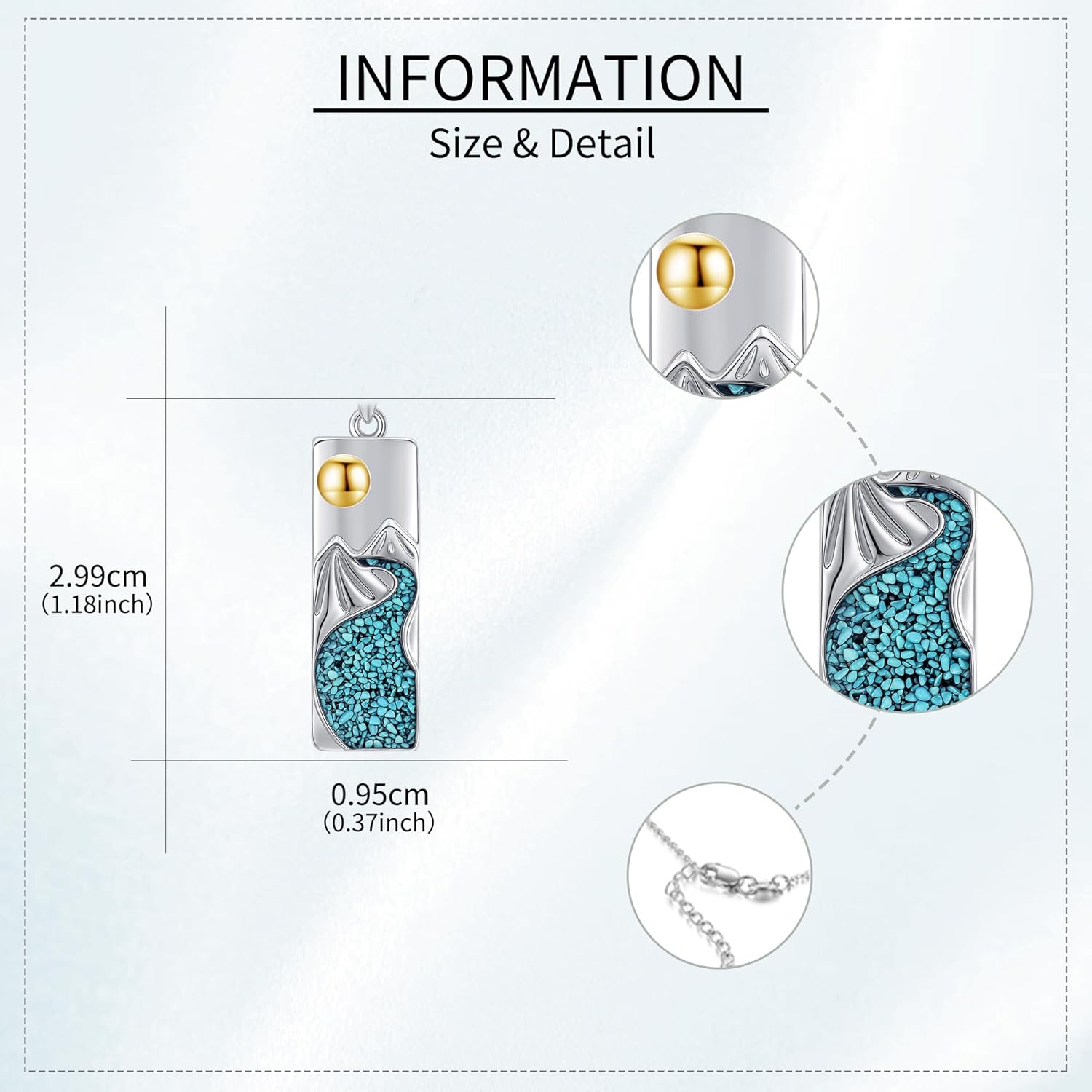 ONEFINITY Mountain Necklace 925 Sterling Silver Turquoise Pendant Necklace Mountain Nature Jewelry Gift for Women Skiers Hikers Campers Climbers Nature Lovers - Image 4