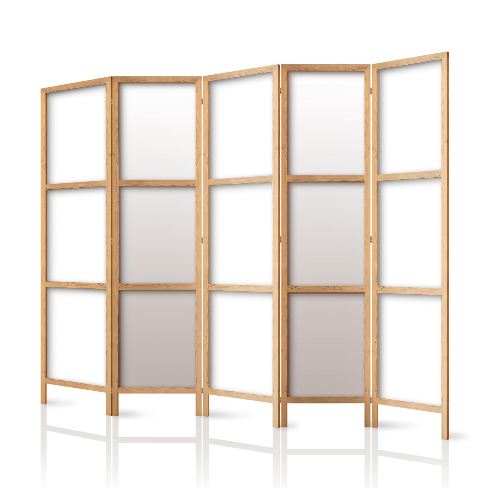 Biombo divisor de ambientes de madera 225x172 cm, 5 paneles, de un solo lado, estilo oriental