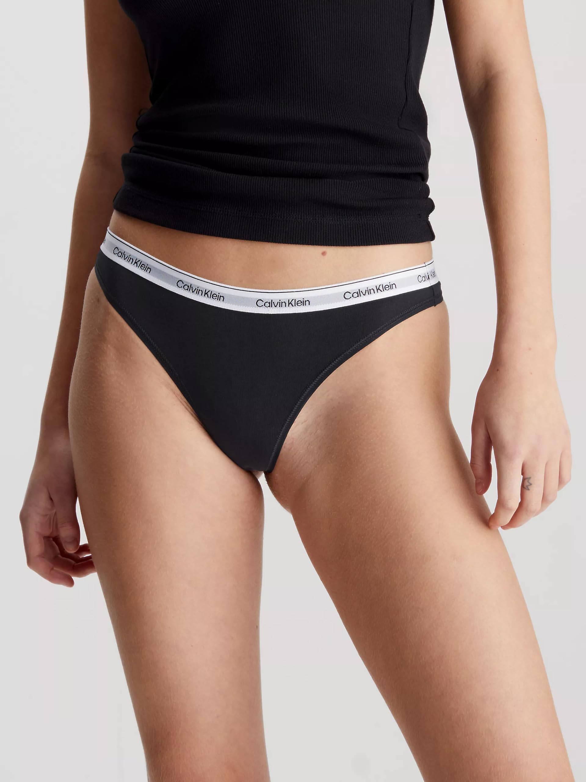 Calvin Klein Perizomi Donna Confezione da 3 Modern Logo Tanga, Nero (Black/Black/Black), S