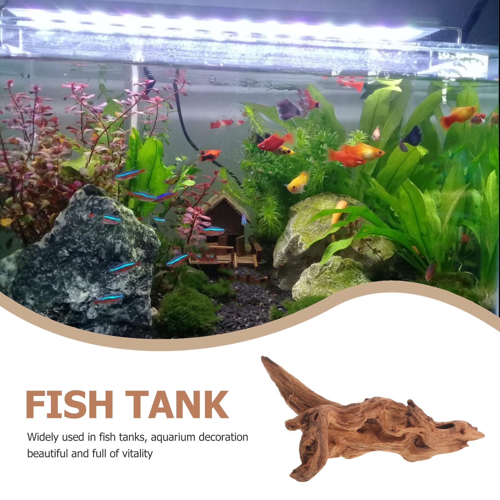 FOMIYES Legno sommerso per acquario, legno di mangrovie naturale, per acquari, legno morto per acquari, decorazioni in legno, ananas e legno morto ornamenti in legno