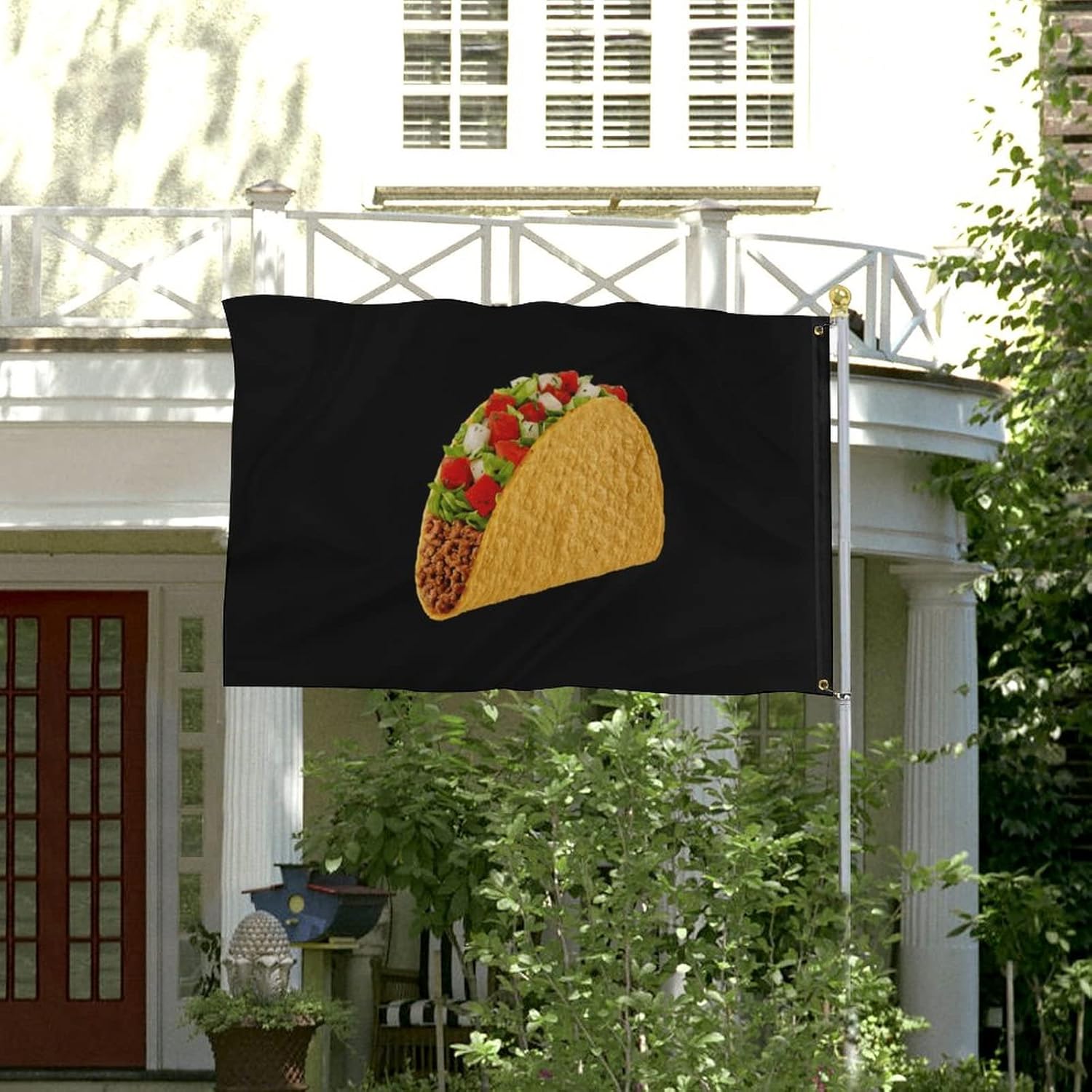 Taco Large Banner Flag Decorations for Indoor Outdoor Garden Yard with Brass Grommets 3x5Ft, 4x7Ft 47x70 in