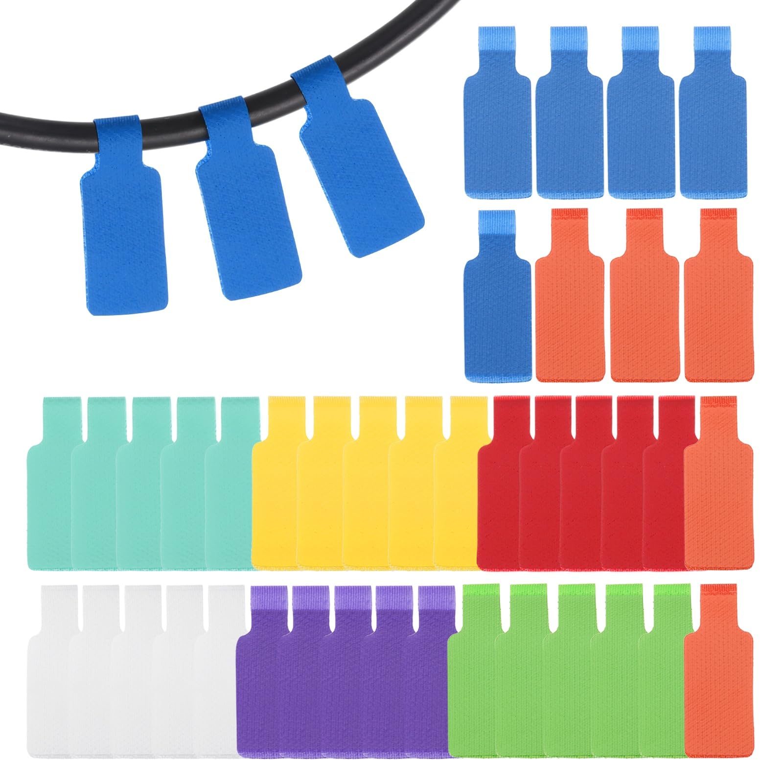 PATIKIL 48Pcs Cable Labels Tags, 1.8" Write on Wire Tags Cord Labels Hook Loop Rectangle Cable Ties for Electronics Organize Wire Classify Identification Management, Multicolor
