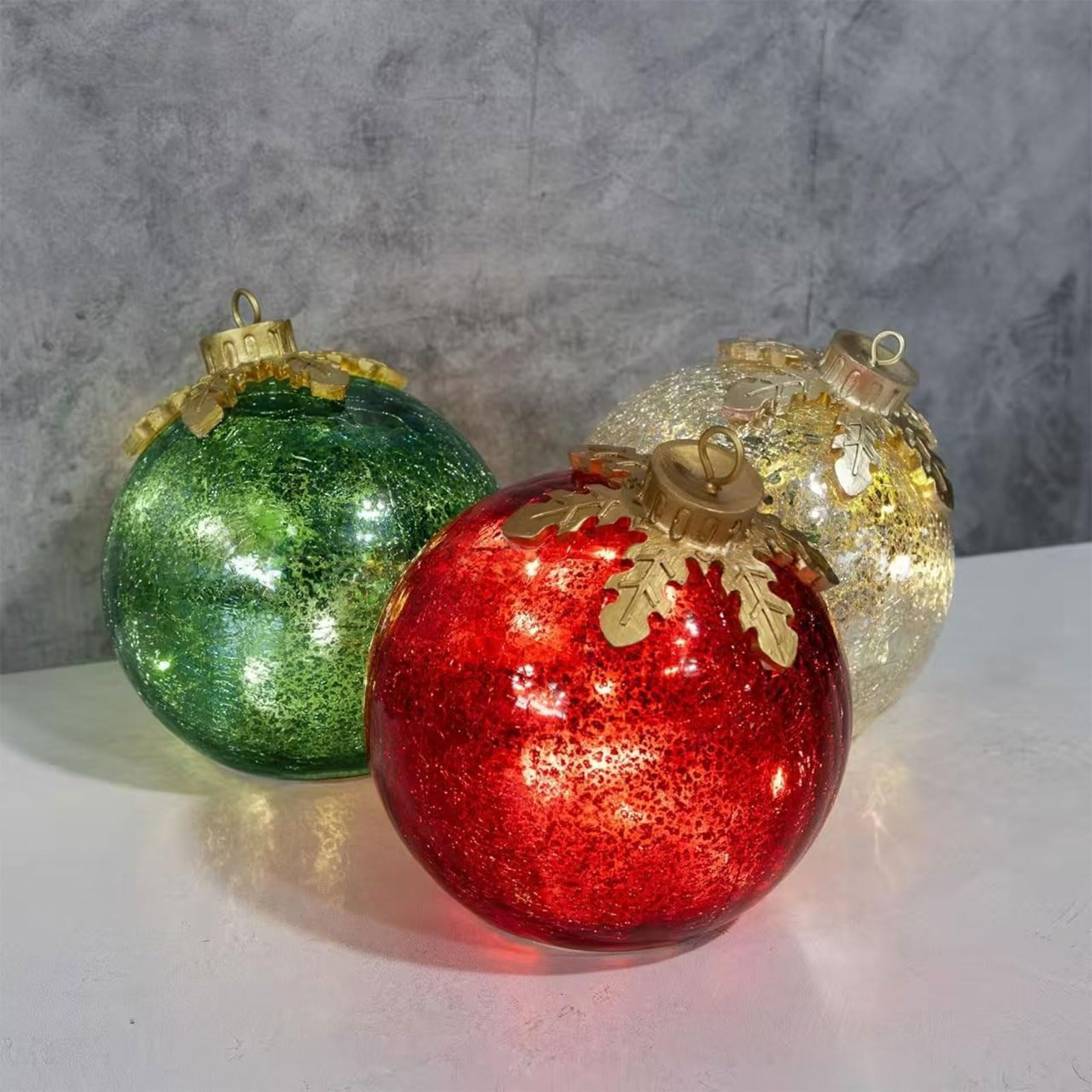 Sfera a LED con illuminazione automatica, con timer di 6 ore, decorazione da tavolo, decorazione per feste, ornamento natalizio da scrivania
