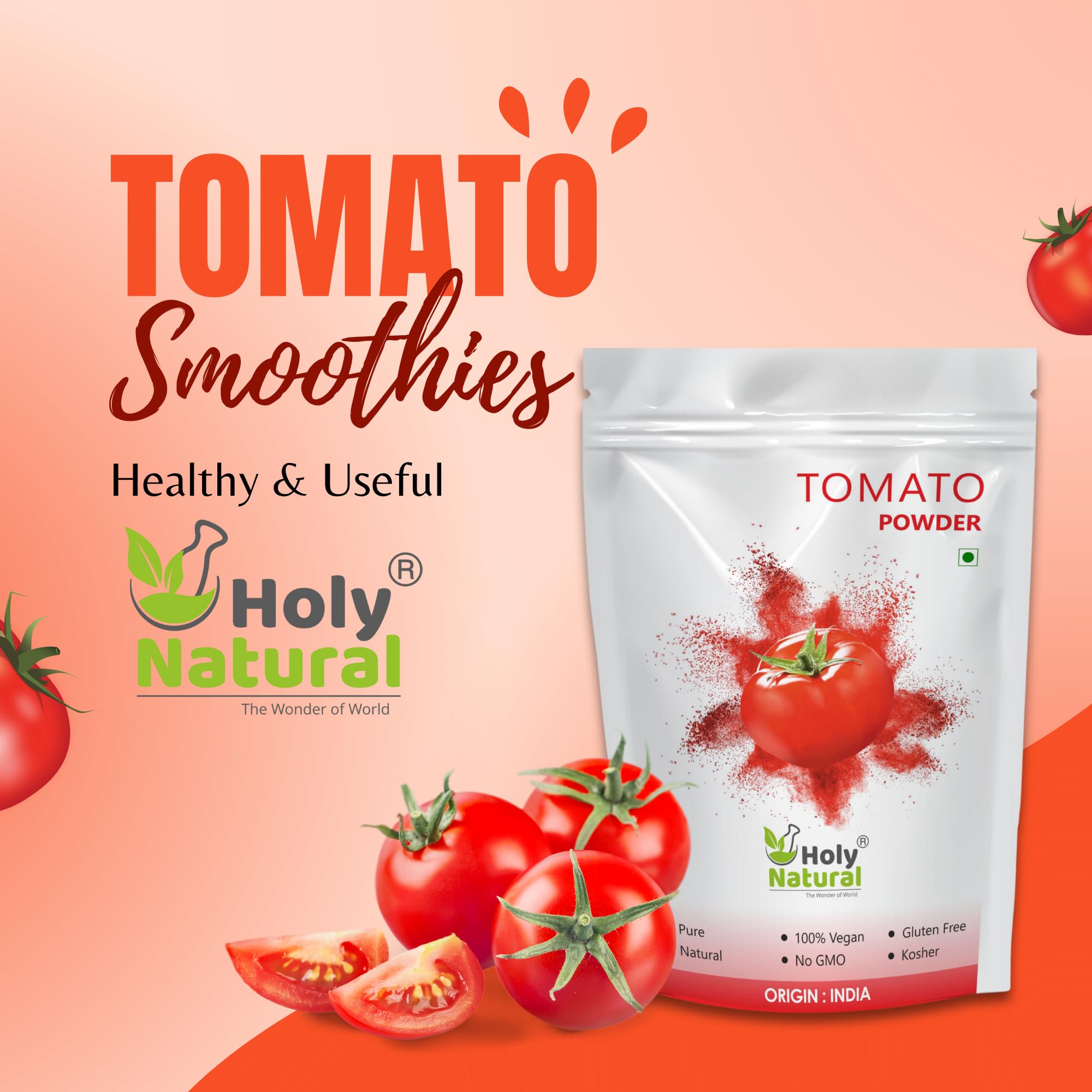 Holy Natural Tomato Powder (100 gm), Rich in Source of Vitamin A and C, Spray Dried & Delicious, Great for Tomato Soup, Juice, Ketchup & Seasoning, Tasty to Your Dishes. 3