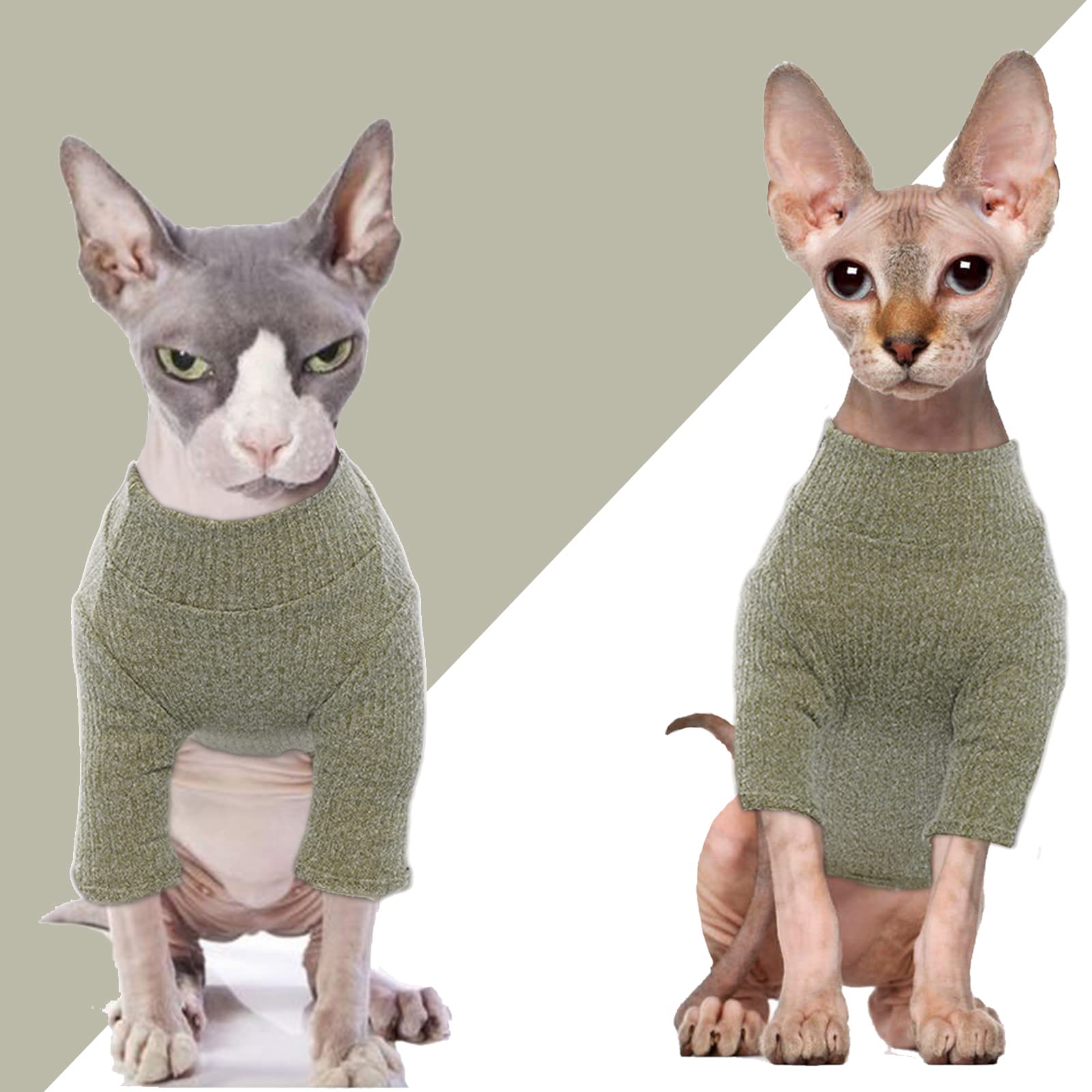 DENTRUN Sphynx Cat Clothes Hairless Cat Outfit Kitten Jumper Breathable Cat Onesie Turtleneck Sweater Adorable Cat Clothing Vest Pajamas Jumpsuit - Image 2