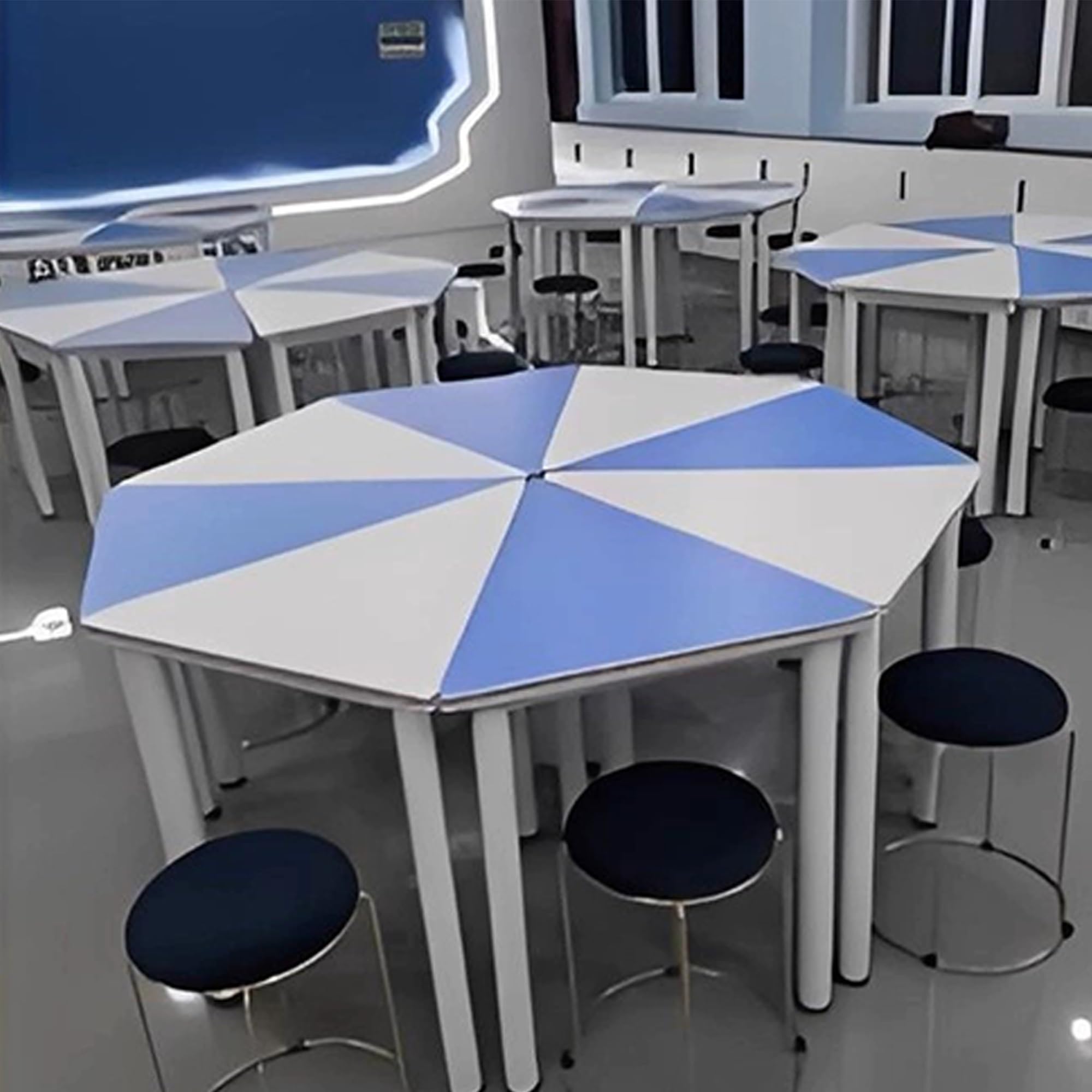 Mobile Group Activity Desk - Triangular/Hexagonal Table for Maker Classroom, Conference &amp; Science Experiments(Z1.8)