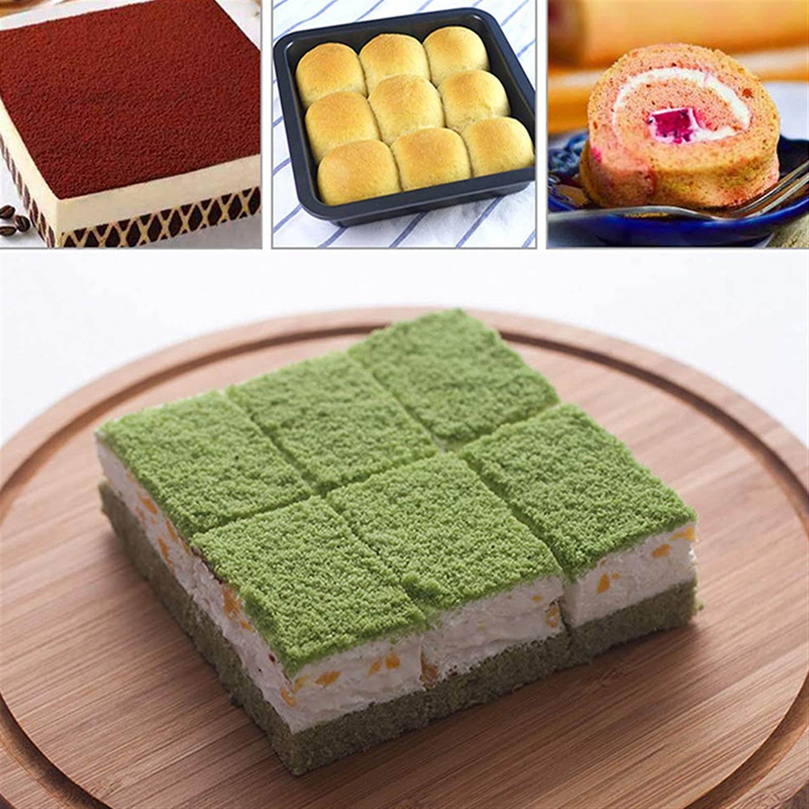 Mała blacha do pieczenia podłużna/kwadratowa blacha do pieczenia ze stali węglowej Mini blachy do pieczenia ciastek (kolor: 2 szt. Kwadratowa patelnia) (1 szt. Kwadratowa patelnia)