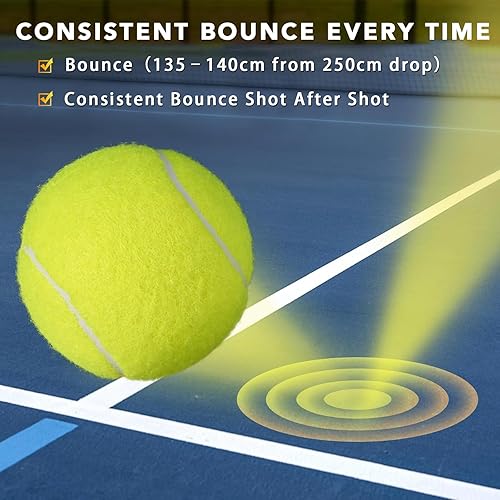 Miniatura 4 de LITIAN Pelotas de tenis a granel para practicar y jugar con perros, pelotas de tenis duraderas de fieltro y goma natural sin presión con bolsa de