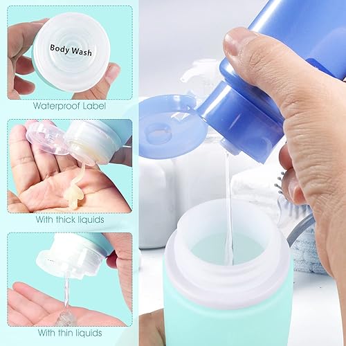 Miniatura 5 de INSFIT Botellas de viaje portátiles, contenedores de artículos de tocador aprobados por la TSA, tubos de silicona exprimibles a prueba de fugas de 3