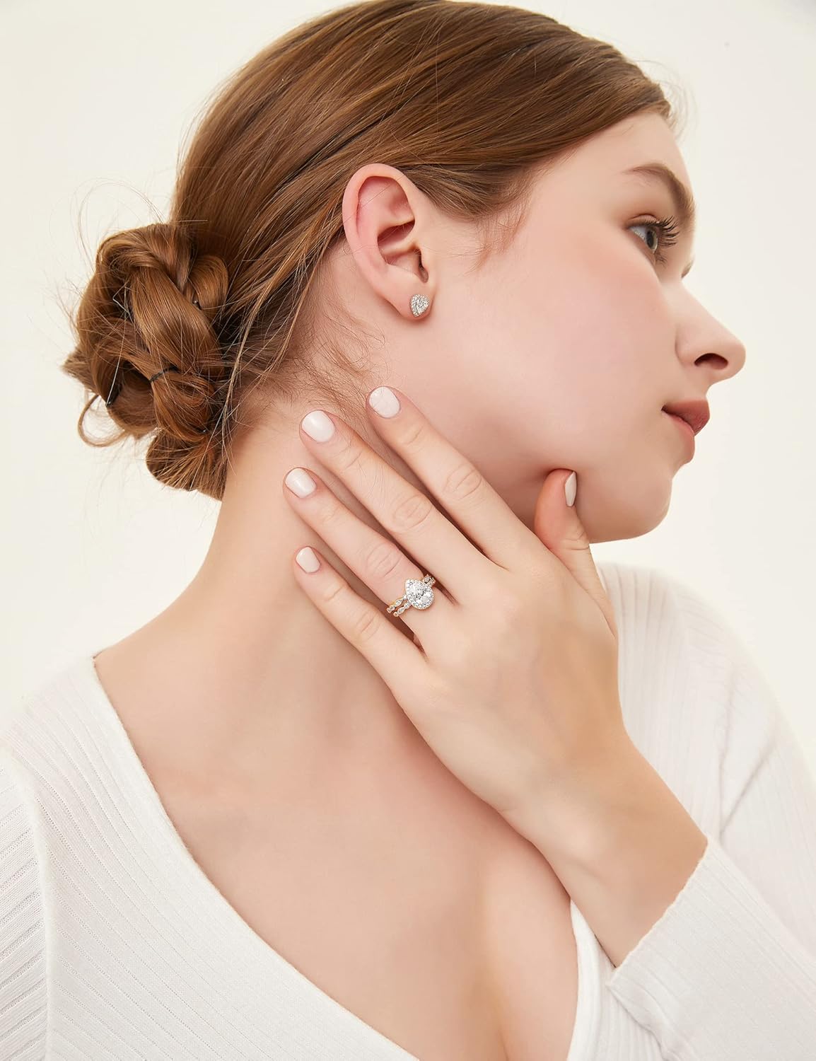 EAMTI 1.5CT 925 Sterling Silver Bridal Ring Sets 14K Gold Plated Teardrop CZ Engagement Vintage Pear Promise Rings Marquise Wedding Bands for Women Size 3-11 - Image 5