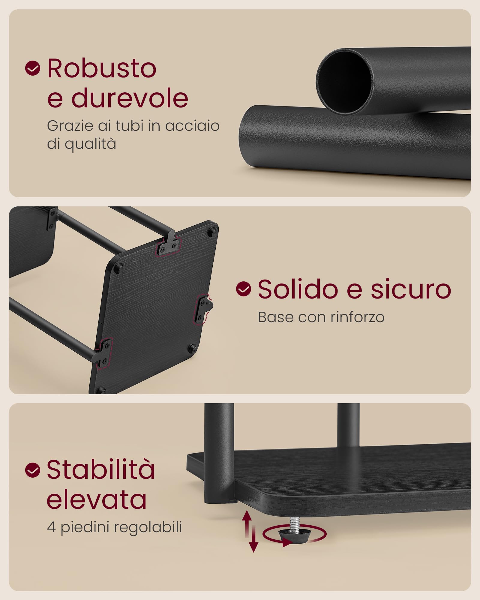 VASAGLE Lampada da Terra con 3 Ripiani, Piantana con Mensola, Lampadina LED Inclusa, Interruttore a Pedale, Paralume in Tessuto, Soggiorno Camera da Letto, Nero Inchiostro LFL001BD02