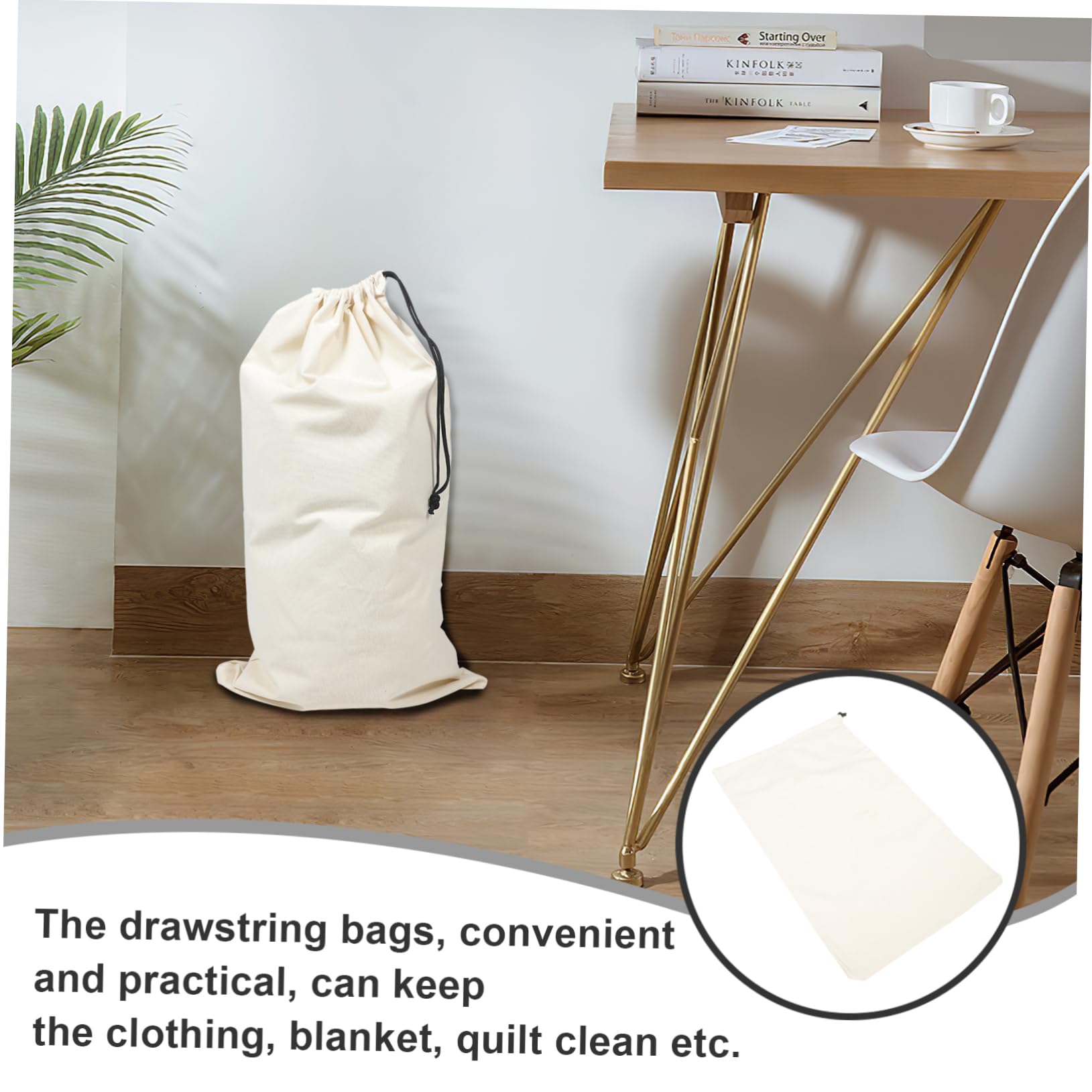 2 Stück Wäschesäcke für Waschmaschine Großer Wäschebeutel mit Kordelzug aus Canvas Weiß Großes Fassungsvermögen für Kleidung und Quilts Reise und Schlafzimmer