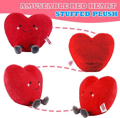 Miniatura 5 de Animales de peluche de corazón de amor, almohadilla térmica para microondas para calambres y dolor, almohada en forma de corazón, felpa suave para