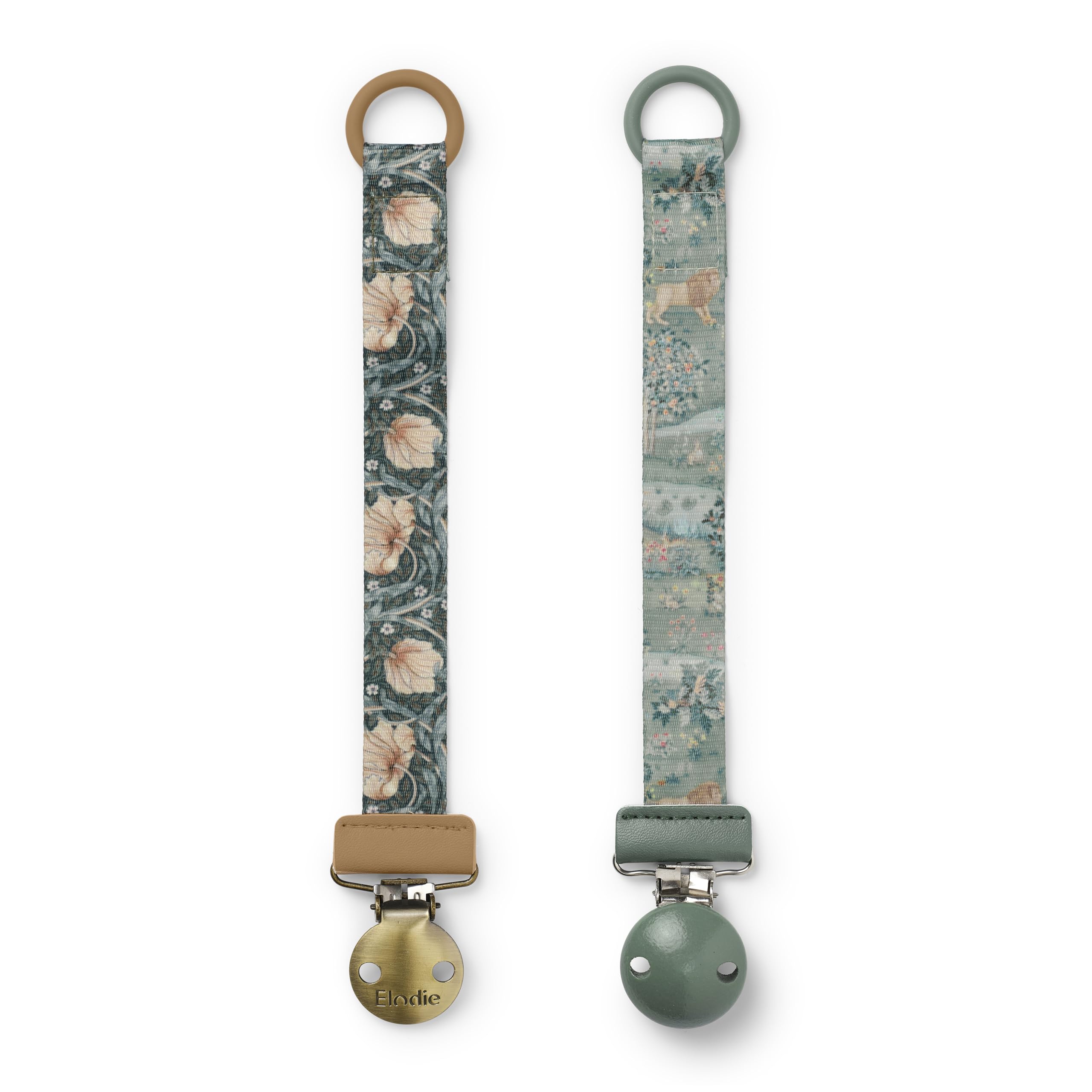 Elodie Details Pacifier Clip for Boys Girls – Durable Dummy Chain with Clip, BPA Free Soother Holder, Recycled Polyester Pacifier Strap Unisex, Pack of 2 – Pimpernel/Owl & Willow — image 1