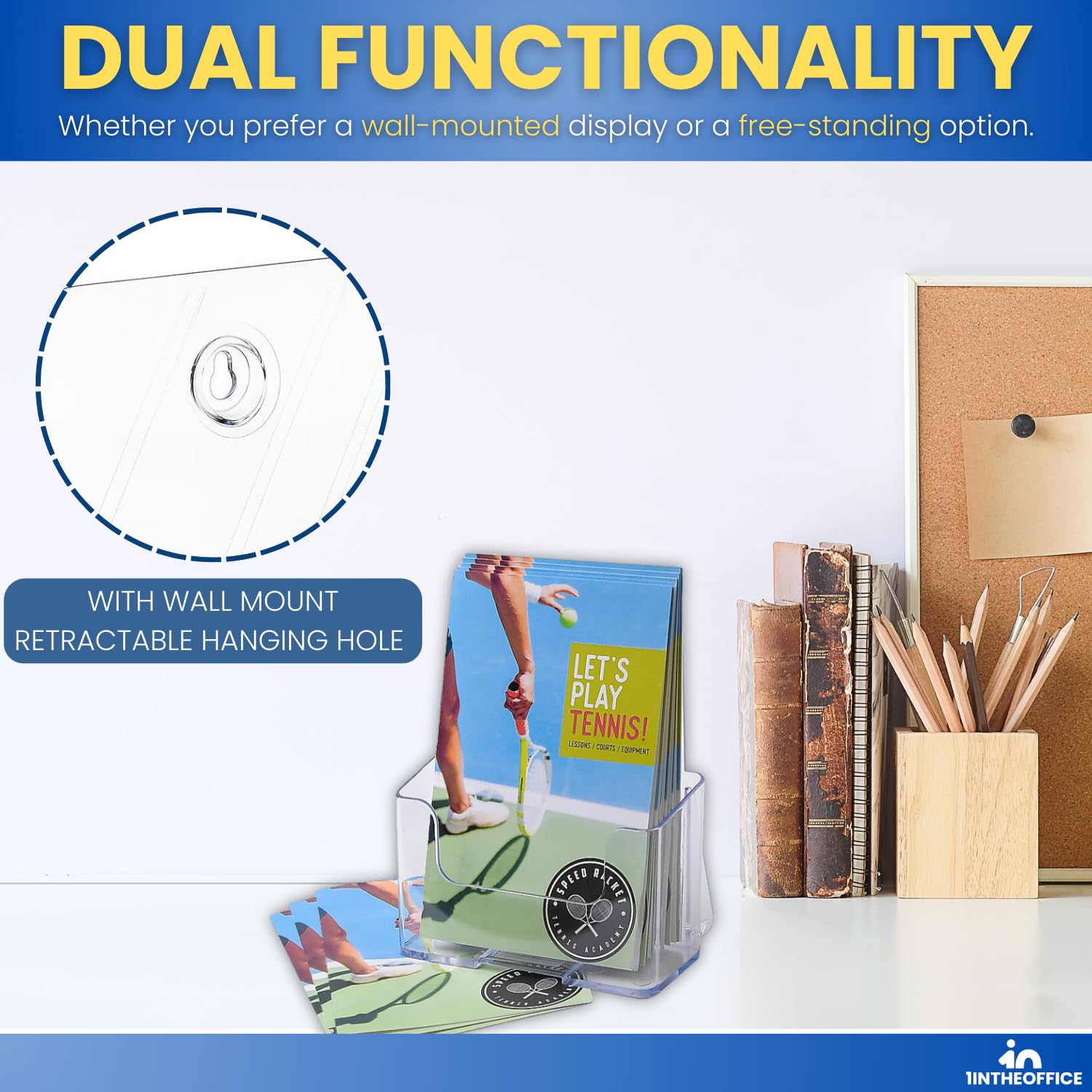 1 intheoffice acrílico folleto soporte, plástico, 6 3/4 "W x 3 3/4" D "2 Pack"
