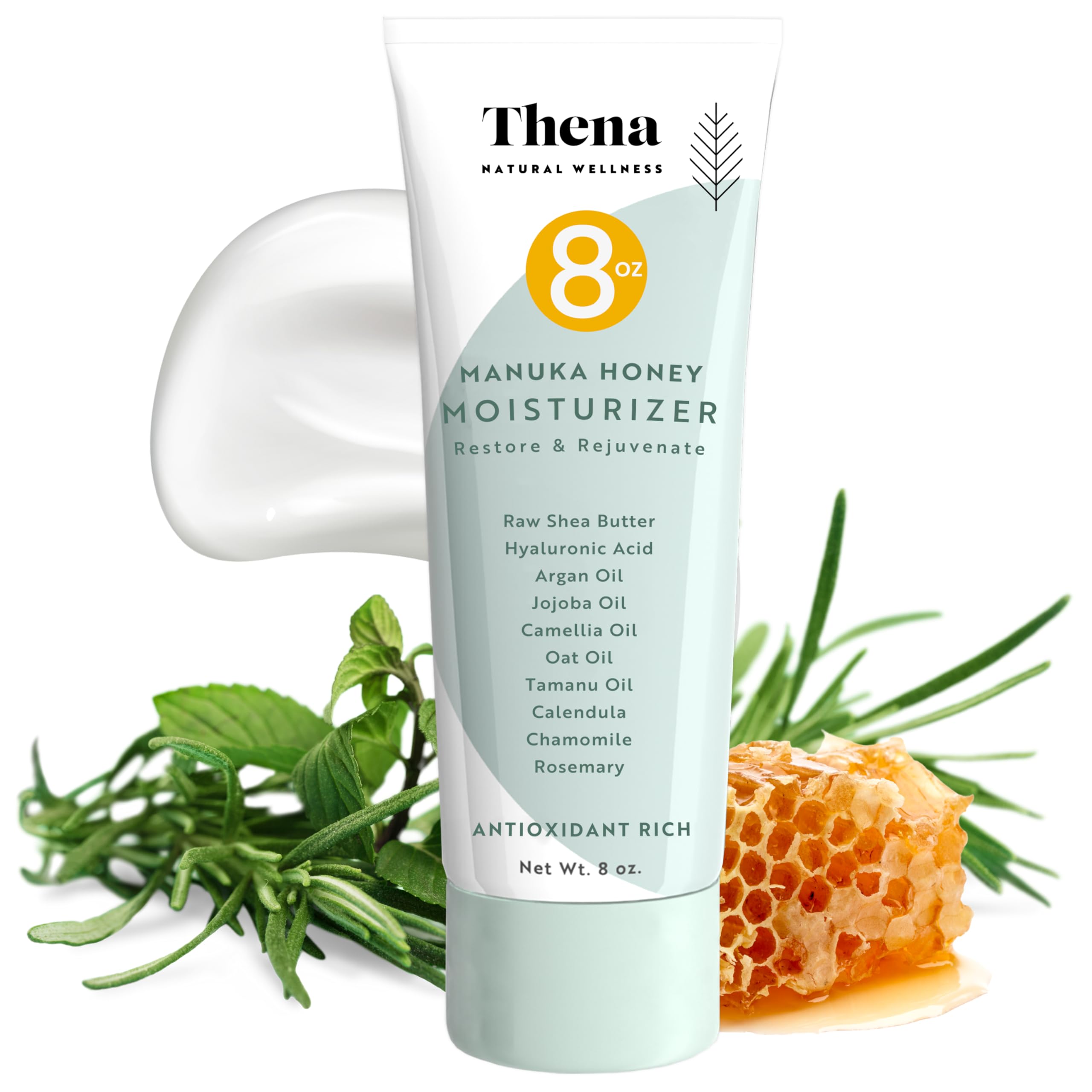 Manuka Honey Cream Moisturizer With Hyaluronic Acid, Soothes Hydrates Repairs Dry Skin Hands Face Body Lotion For Women Men All Natural Anti Aging Hydrating Organic Skin Care Products