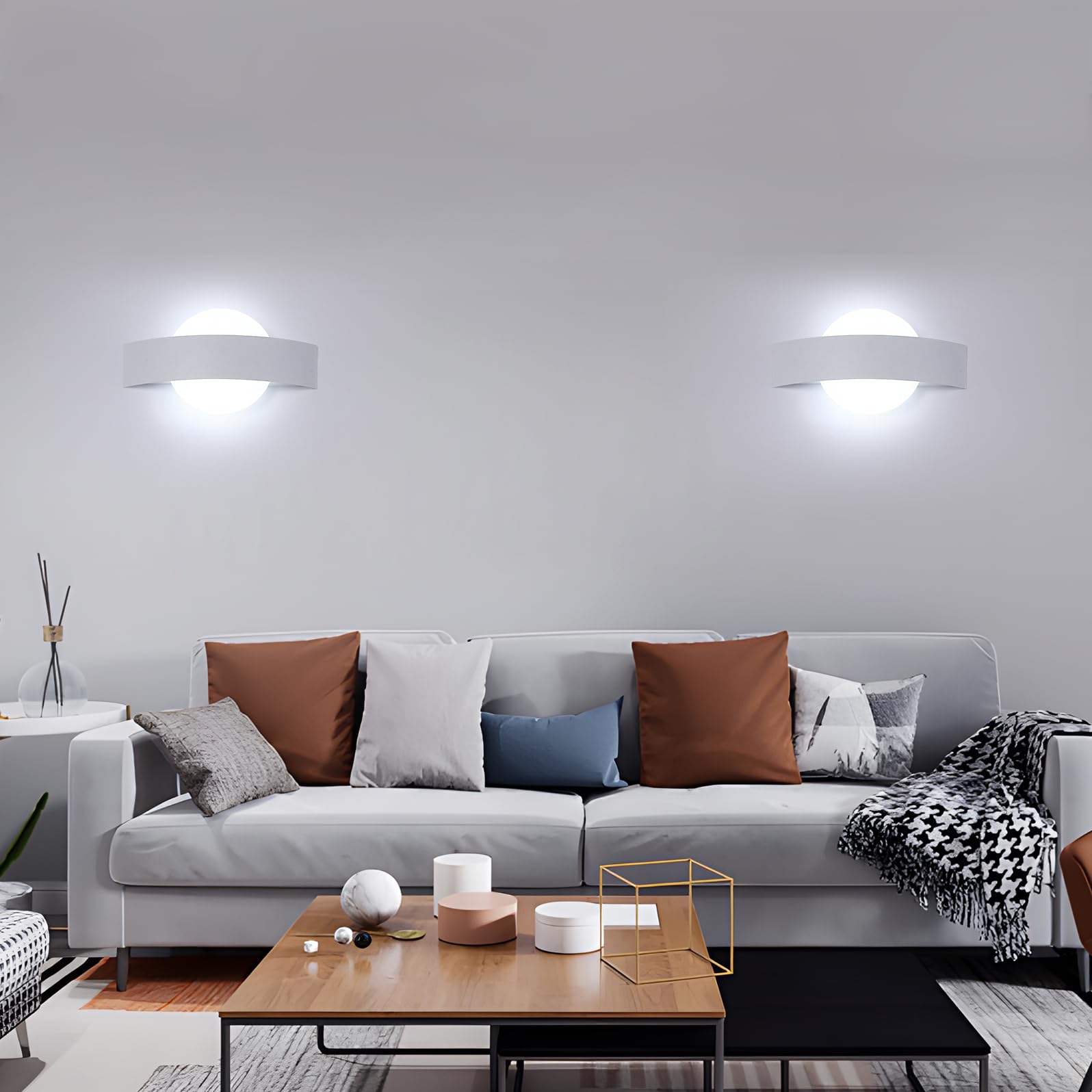 Comely kinkiet wewnętrzny LED, biały kinkiet 12W 1350 lm, nowoczesny akrylowy kinkiet do sypialni, korytarza salonu, zimne białe światło 6500K