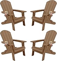 Vista 38 de YEFU Silla Adirondack, silla Adirondack de plástico de gran tamaño, sillas plegables para exteriores con soporte para tazas, silla de césped