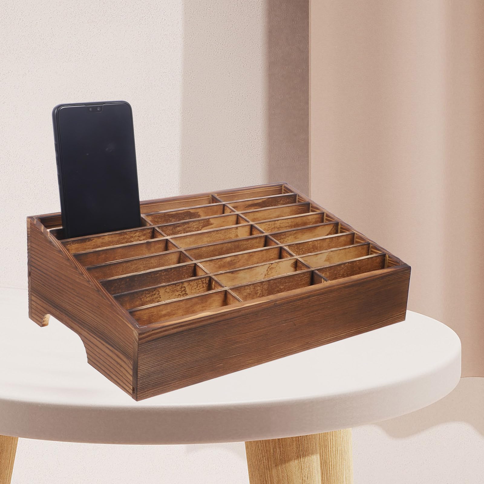 Alasum Scatola Porta Cellulari in Legno per Scrivania Scomparti Multipli, Resistente e Semplice, per Ufficio, Classe e Casa