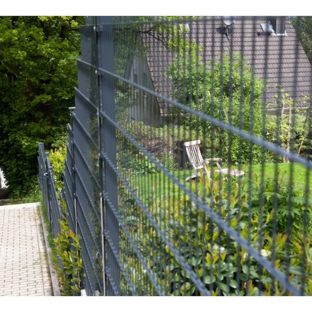 HORI Doppelstabmattenzaun I Zaun Komplettset I verschiedene Längen und Höhen – mit Klemmhalter Anthrazit,Grau RAL 7016 Höhe 143 cm - Länge 5 m