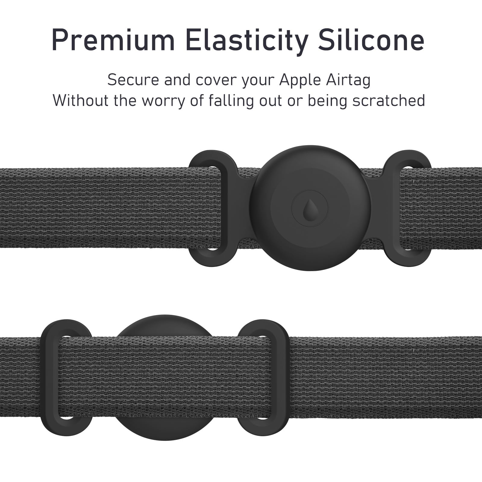 Wanme Funda de Silicona Apple AirTag para Perros y Gatos - Protector Impermeable Antipérdida para Collar Rastreador de Mascotas GPS - Negro — view 4