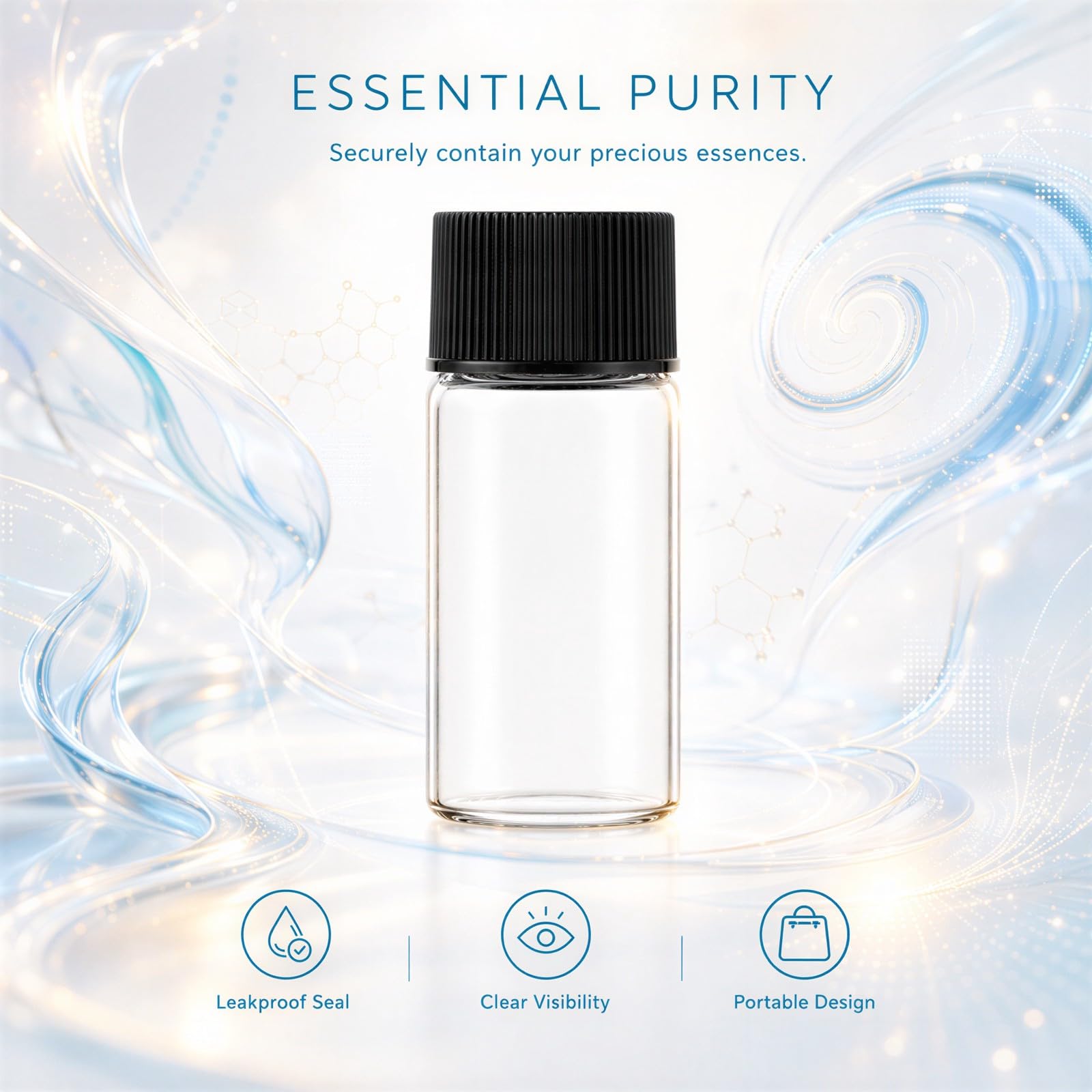 100 Stück klare Glasfläschchen, 10 ml 0,34 oz Fläschchen für ätherische Öle mit Schraubkappen, auslaufsichere kleine Laborfläschchen, Probenflaschen für Parfüm, Pulver, Reagenz, Samen