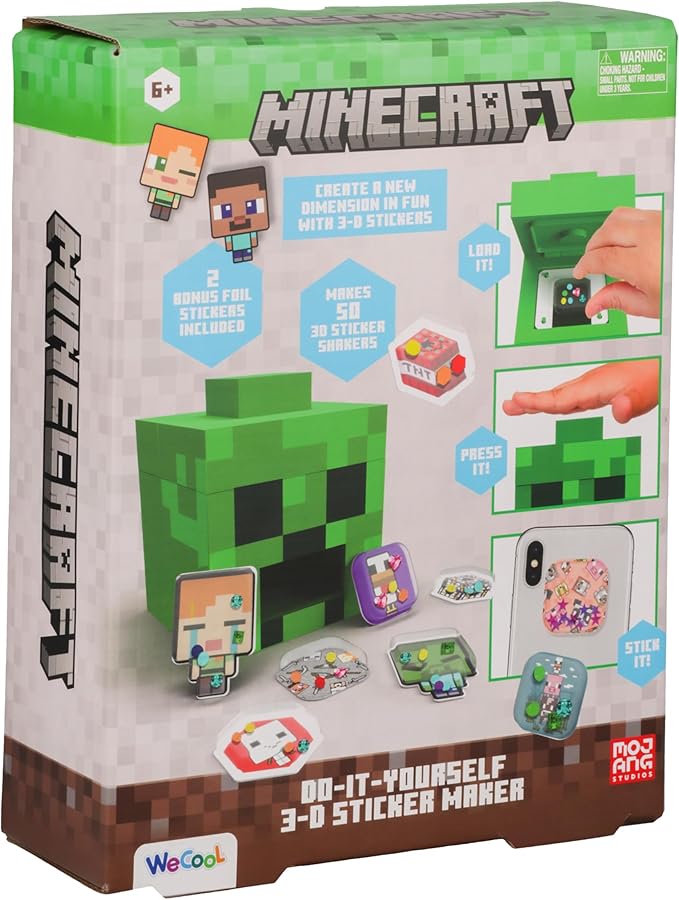 Concurso LEGO Minecraft El Creeper 9 71+Bwmf PHL. AC SX679 Paladone WeCool Minecraft Creeper DIY 3D Sticker Maker for Kids, Officially Licensed Craft Kit for Girls and Boys Ages 6+, Makes 50 Custom Stickers, Fun Creative Gift & Toy