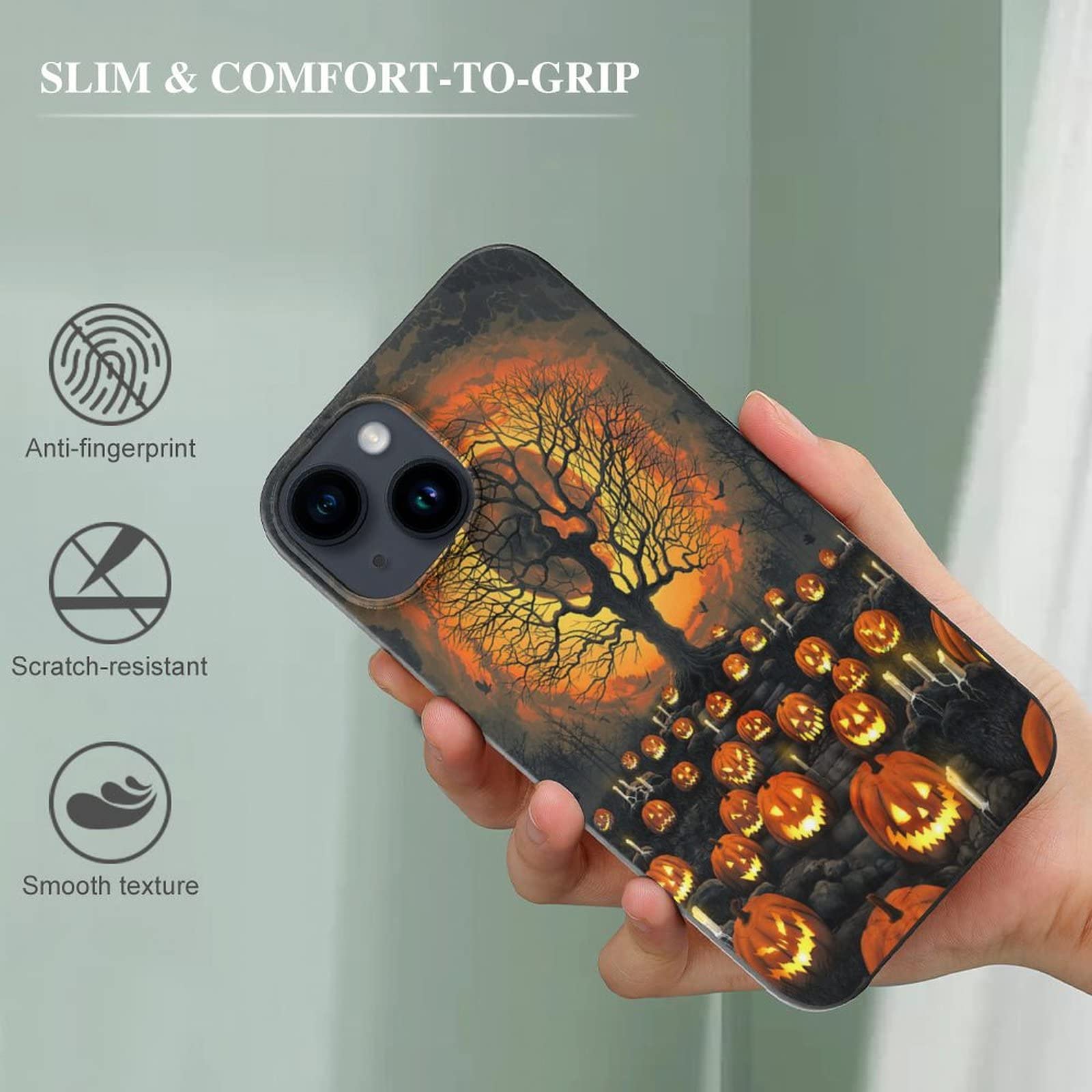 Halloween Hülle Für IPhone 14 Plus – Transparent Mit Kürbis-Muster, Weiches Silikon, Stoßfest
