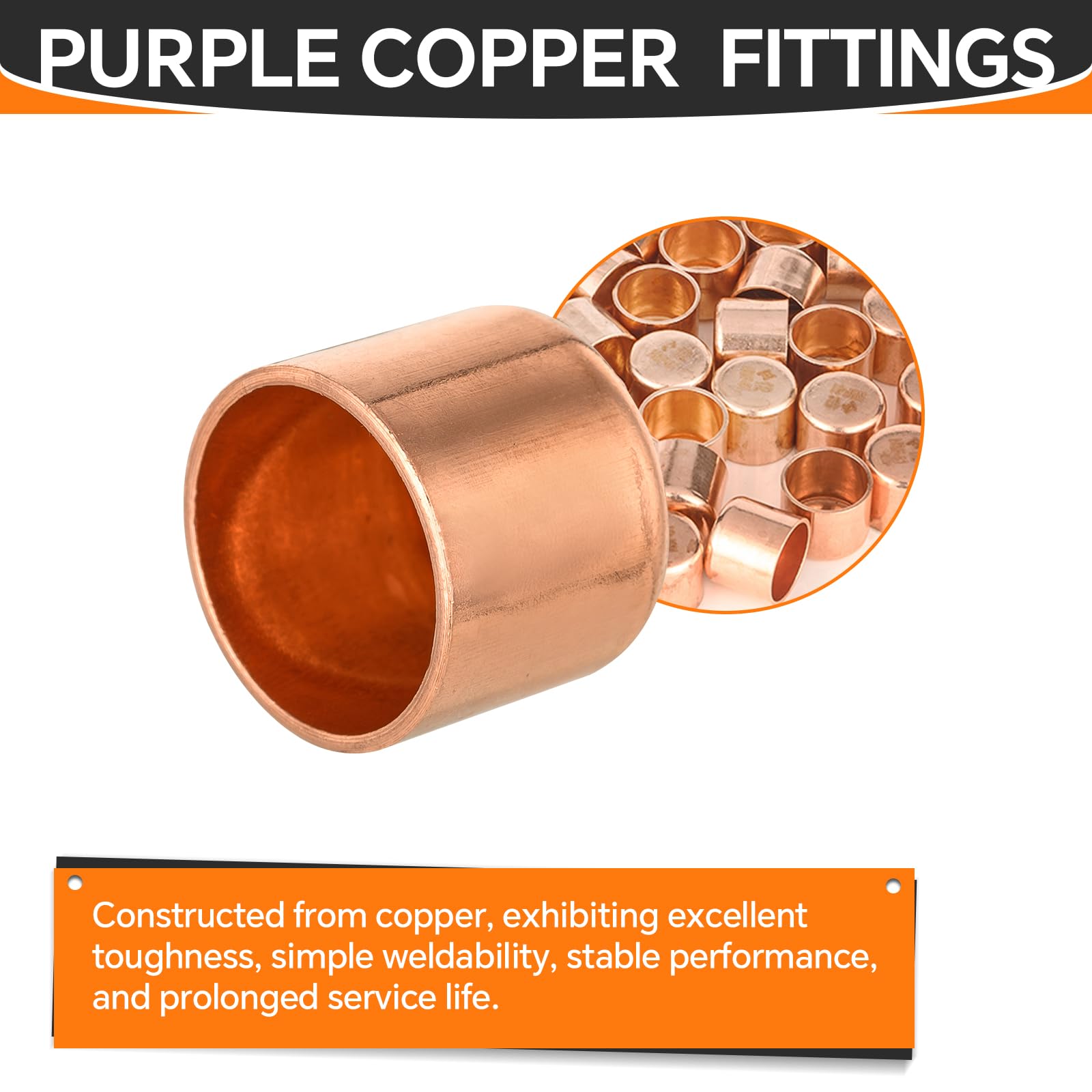 50-Pack 1/2-Inch Copper End Caps - Lead-Free Sweat Solder Plumbing Fittings