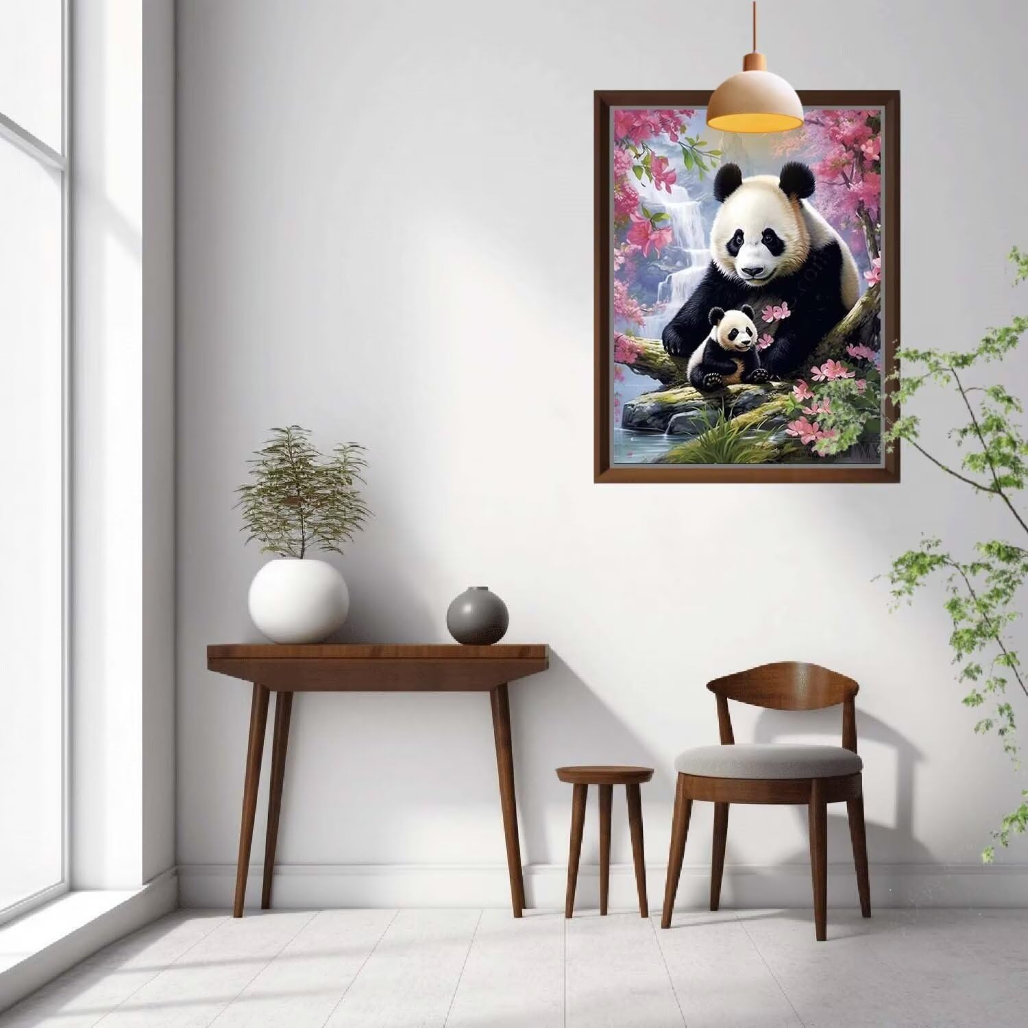5D Diamond Painting Kit pour Adulte,DIY Panda,Fleur Peinture Diamant Kit,Cristal Art Peinture Broderie Diamant Grand Format 90x120cm,Diamant Point de Croix Painting pour Décoration Intérieur 57F-4308