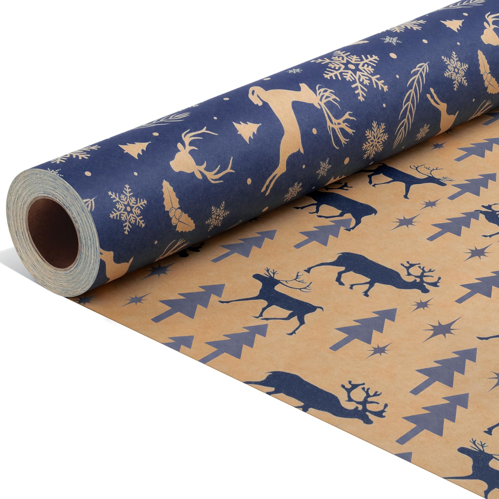Christmas Wrapping Paper Roll Kraft Luxury Double-sided Xmas Gift Wrap