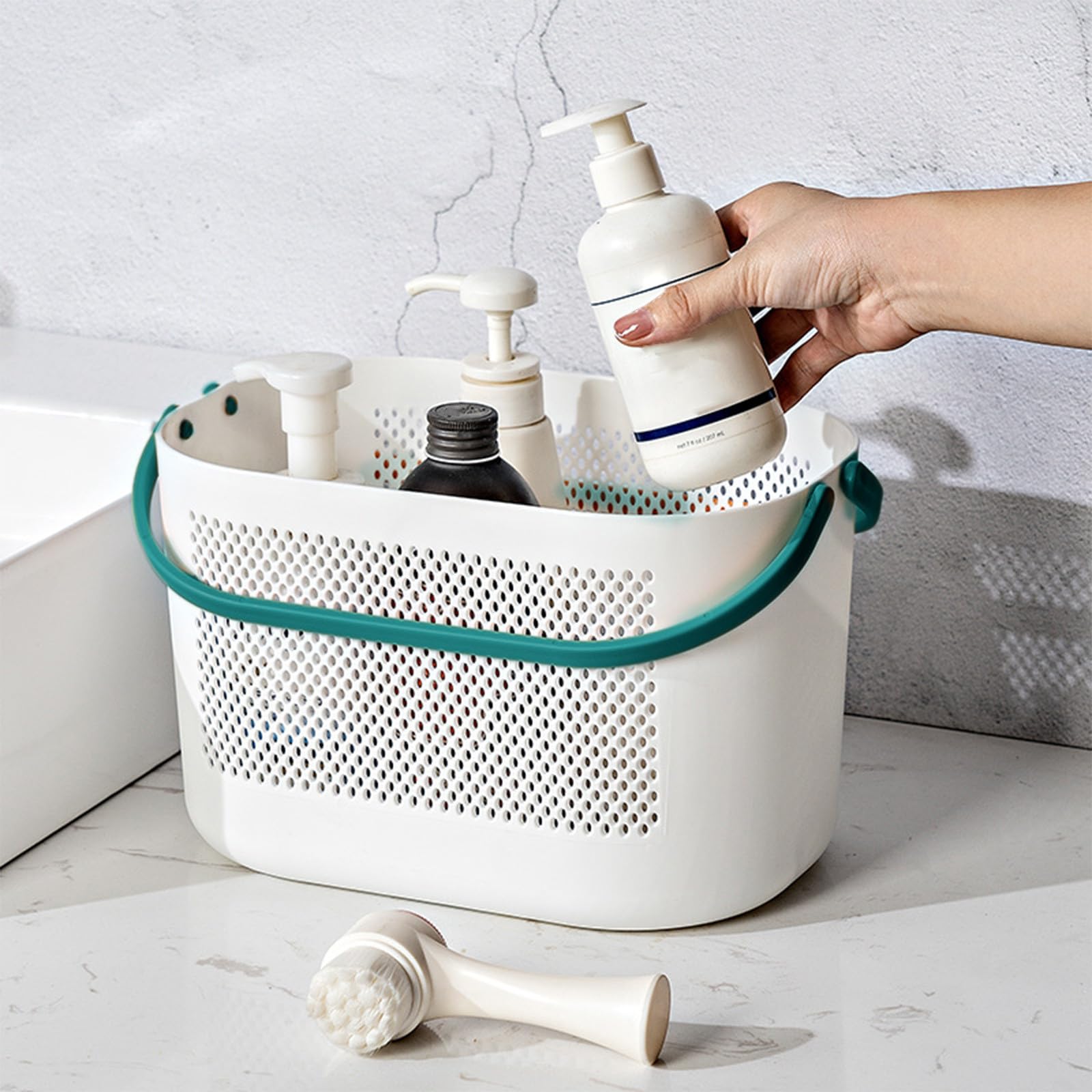 Generic Bathroom Basket With Handle Plastic Organizer Storage Tote Shower Caddy Basket Shower Caddy Shelf Organizers Basket Toiletry