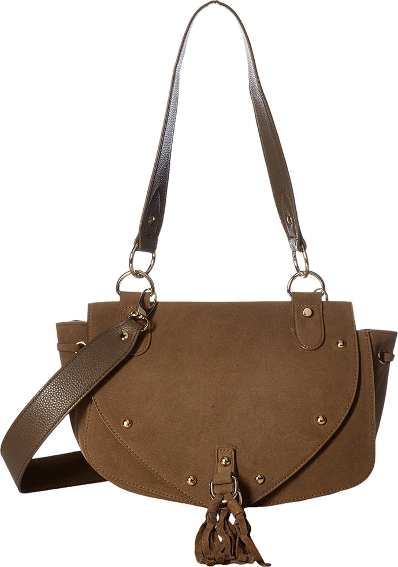 Gabriella Rocha Women's Amaia Studded Faux Suede Purse with Tassel Brown Handbag