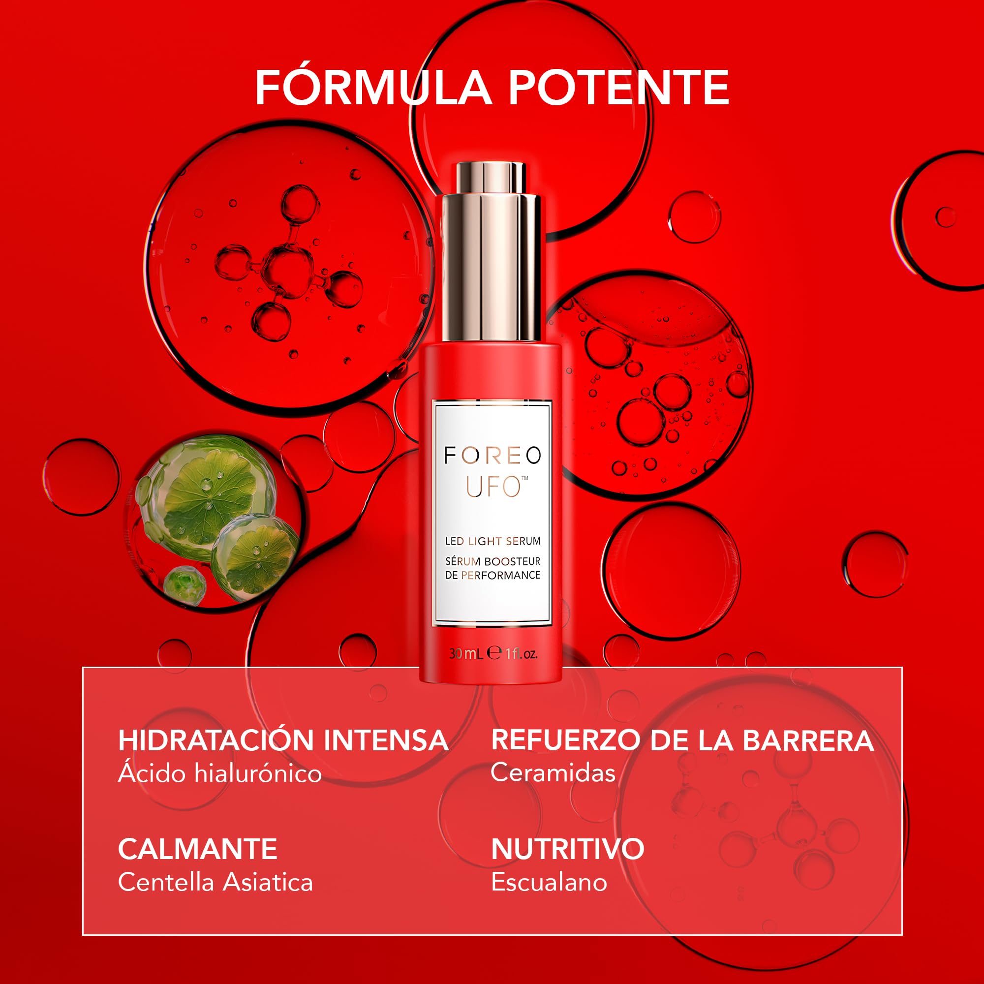 FOREO UFO Sérum facial con ceramidas para dispositivos LED | Sérum facial, Ácido hialurónico, Sérum con ceramidas, Escualano, Centella asiática, Sérum para LED, Todo tipo de piel, Vegano