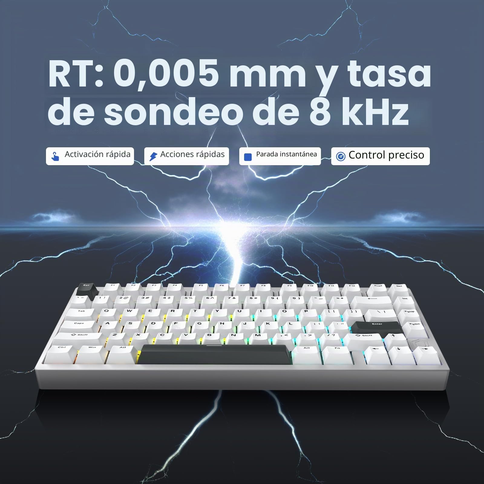 IROK MG75PRO 81 Teclas Teclado Mecánico con Interruptor Magnético con Cable, Efecto Hall, 8KHZ/ARGB/Aluminio CNC, Estructura con Junta de Estanqueidad Teclado para Juegos (Plata)