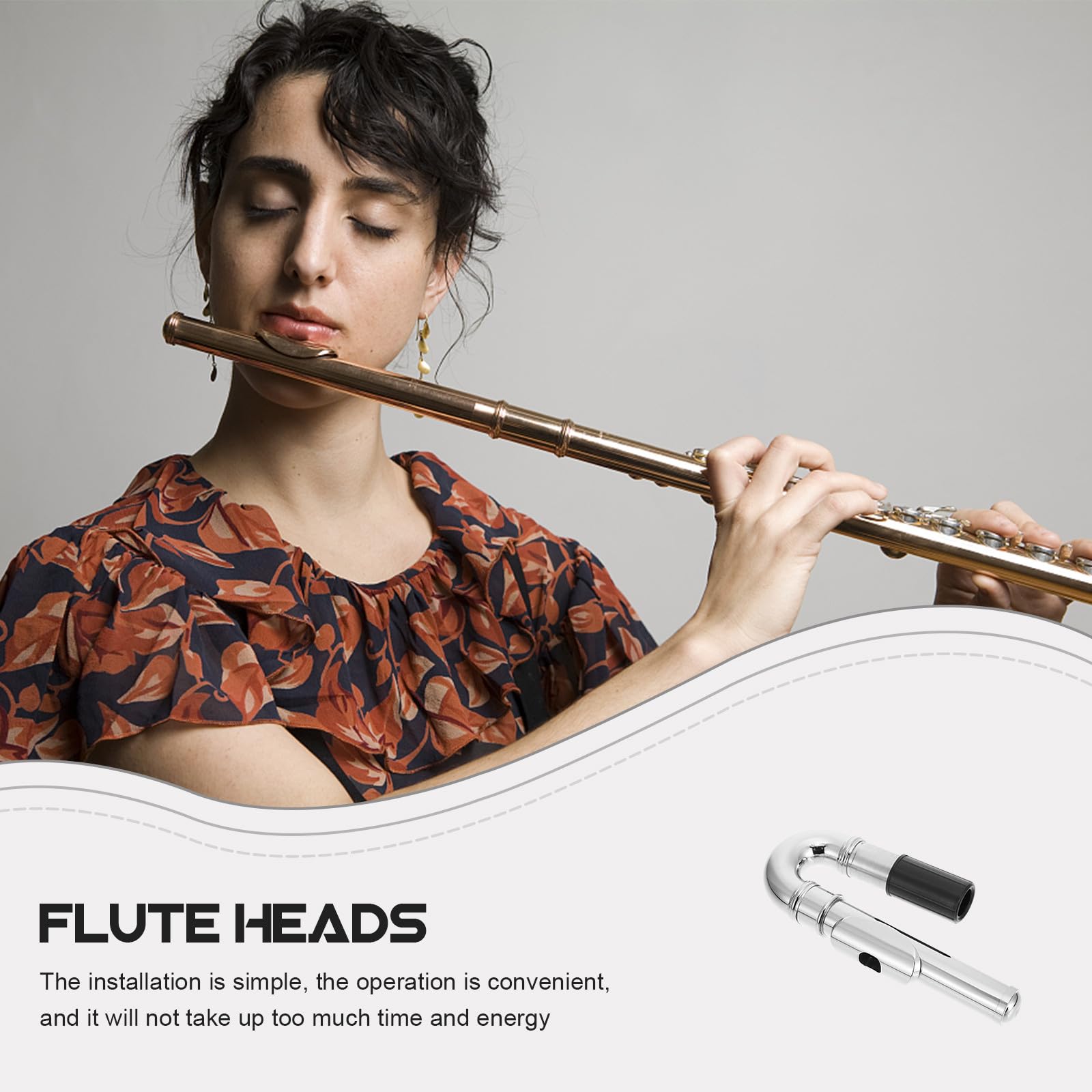 Cabezal de Flauta Travesera de Repuesto en Plata Niquelada y Plateada Alta Durabilidad y Acabado Fino para Accesorios de Instrumentos Musicales