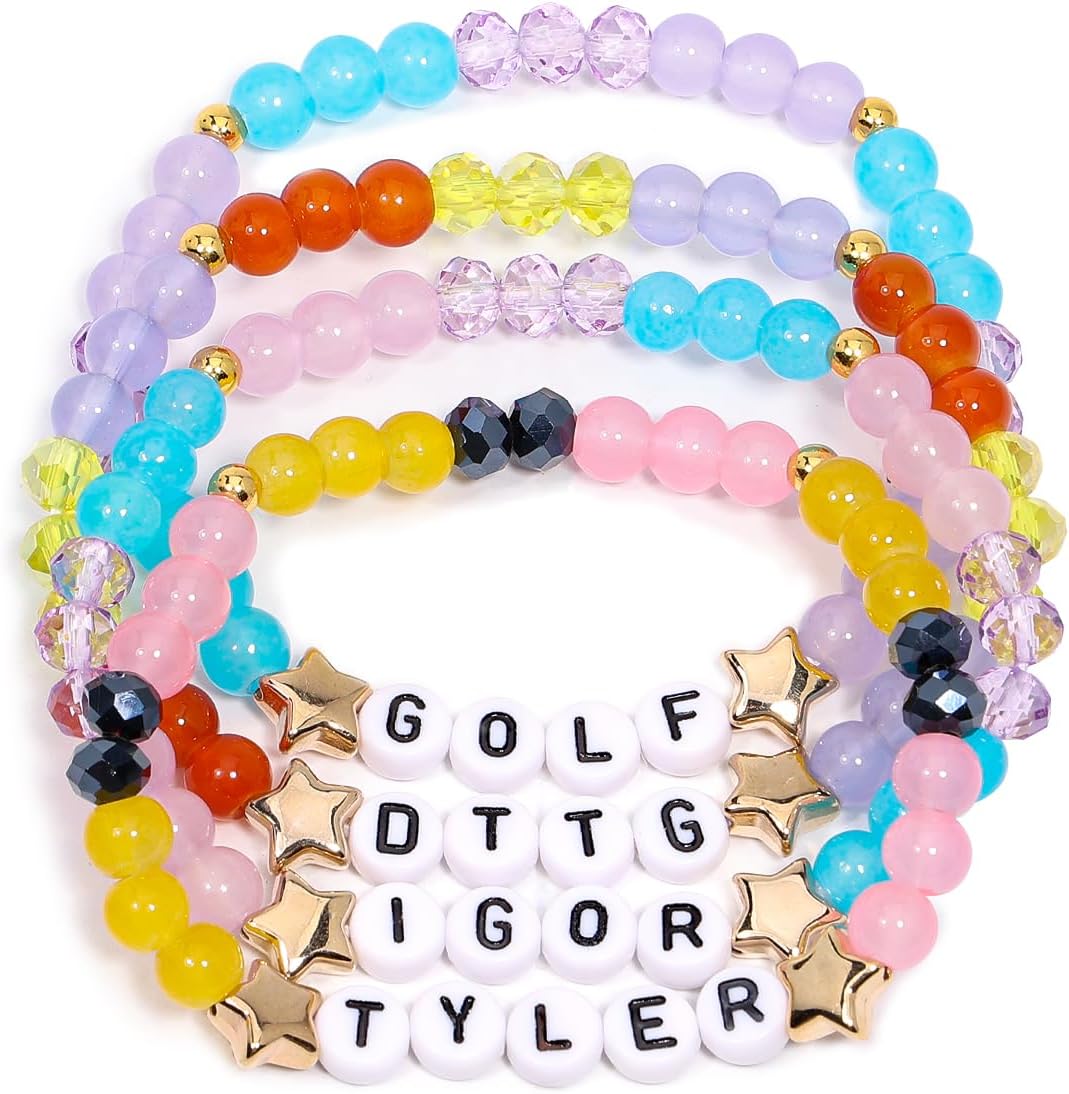 AICase for the Creator Merch Tyler Gifts Toys Inspired Bracelets 4 Pcs Stackable Stretch Beaded Friendship Bracelets Party Decor Costume Cosplay Merchandise Gifts for Fans Women Birthday Christmas