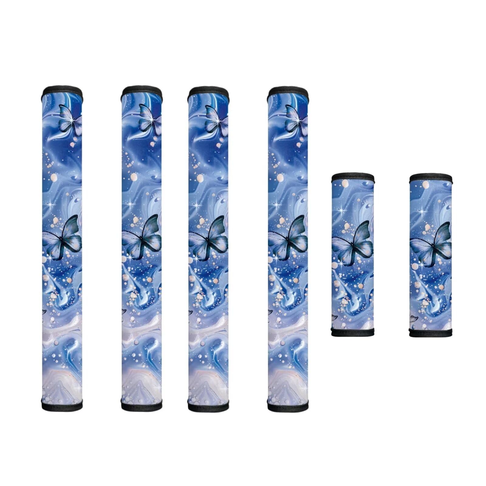 Refrigerator Door Handle Covers Set of 6 Protective Electrical Kitchen Appliances Gloves Anti-Static Fridge Microwave Dishwasher Door Cloth Protector, Marble Butterfly Blue