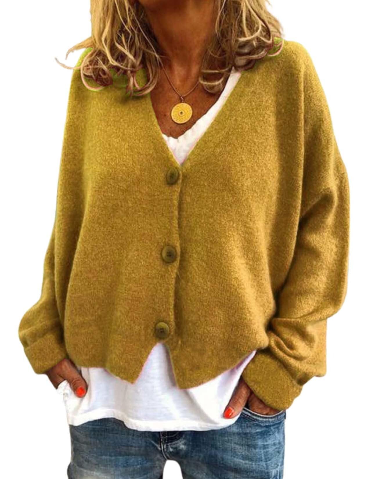 Vintage Daisy Flower Sweaters for Women Cardigan Long Sleeve Button Down Open Front Cute Knitted Chunky Sweater