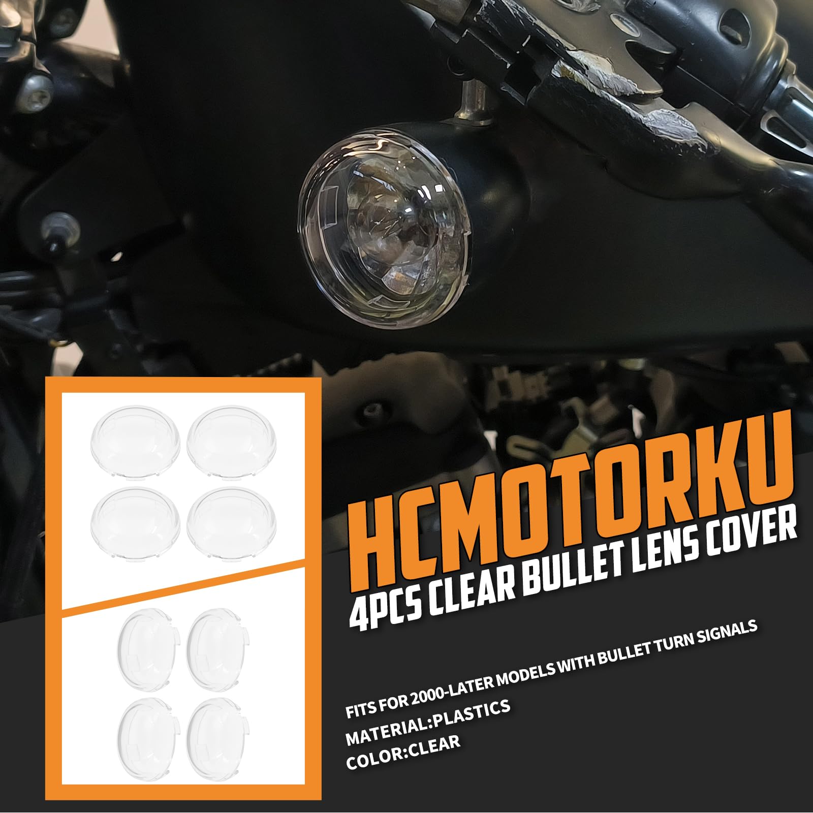 Lot De 4 Couvercles Feux Clignotants Transparents Harley - Pour Touring, Road King, Street Glide 2000-2023
