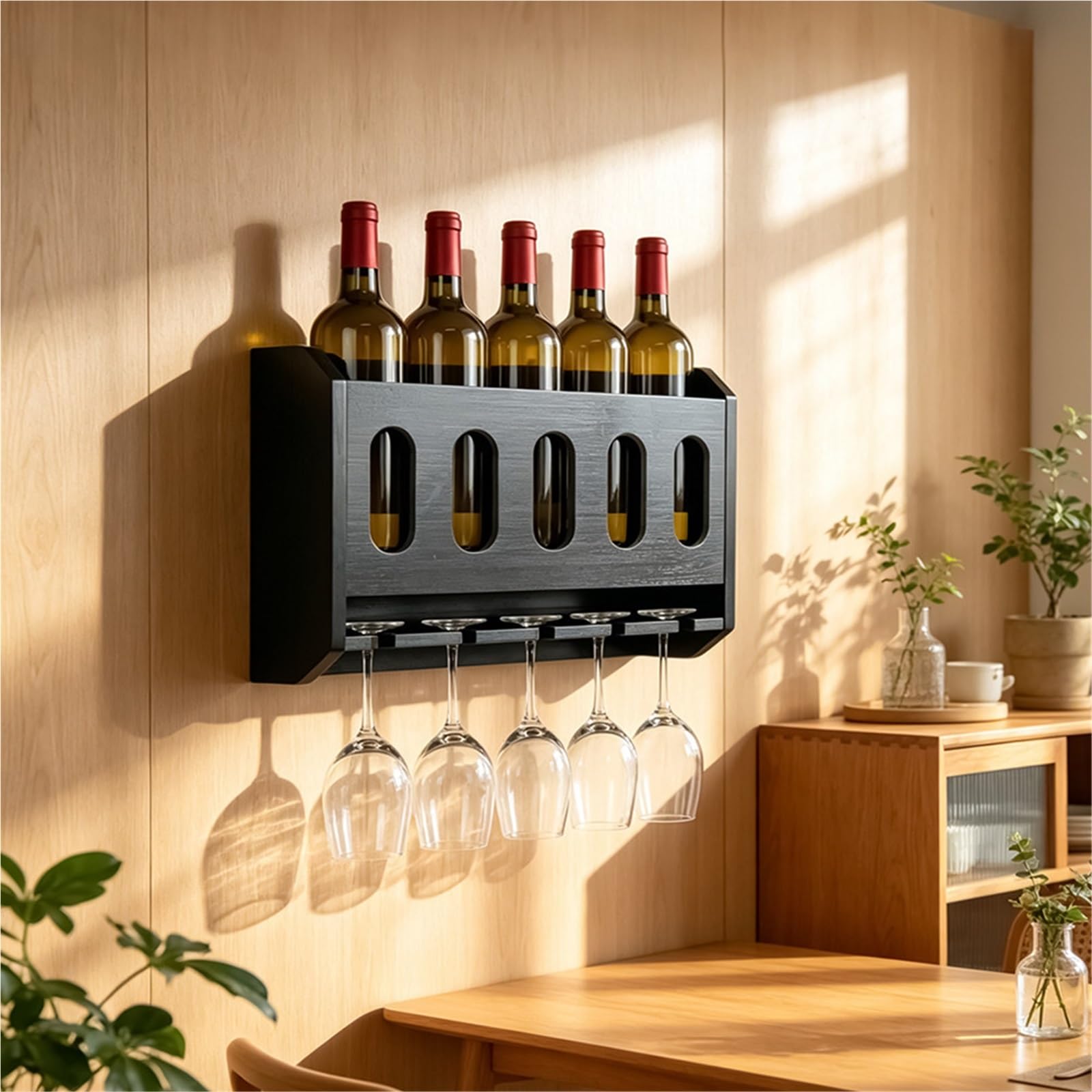 Portabottiglie da Tavolo Espositore for portabottiglie da Parete in Legno for Vino Portabottiglie in bambù