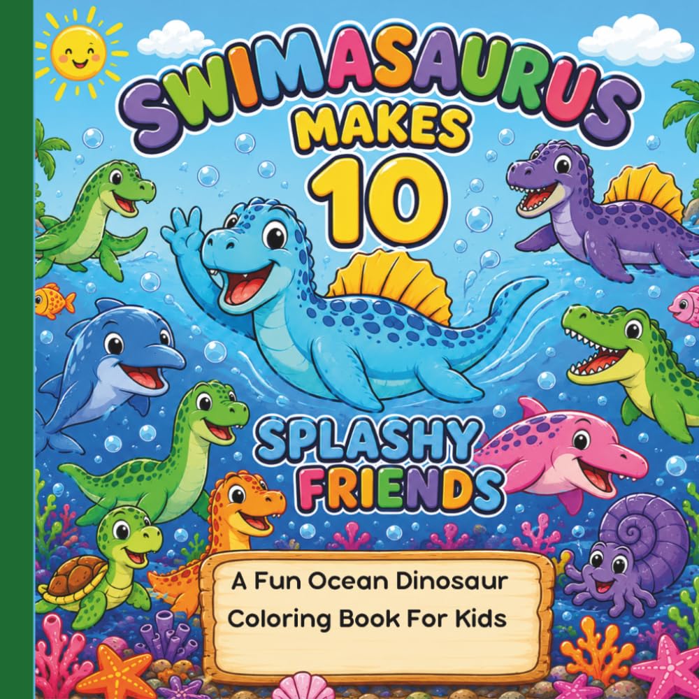 Swimasaurus Makes 10 Splashy Friends: A Fun Ocean Dinosaur Coloring Storybook That Teaches Counting 1–10