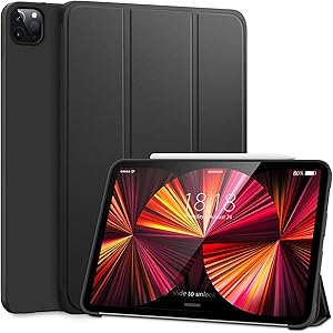 DTTO Case for iPad Pro 11 Inch 2nd/3rd Generation 2021/2020/2018,Ultra Lightweight Smart Trifold Stand with TPU Soft Back Cover,Also Fit iPad Air 4 [Auto Sleep/Wake], Black